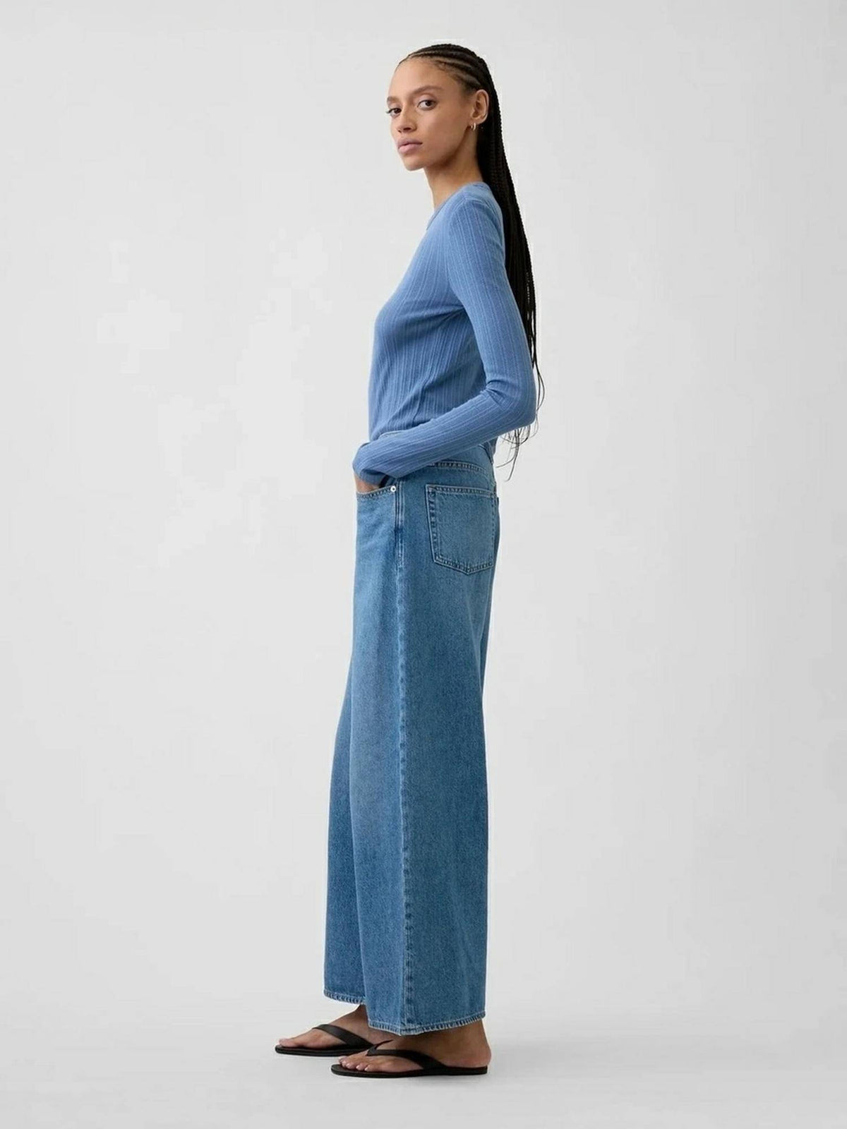 Blue Women's High Rise Wide-Leg Jeans | WL90 - view 3