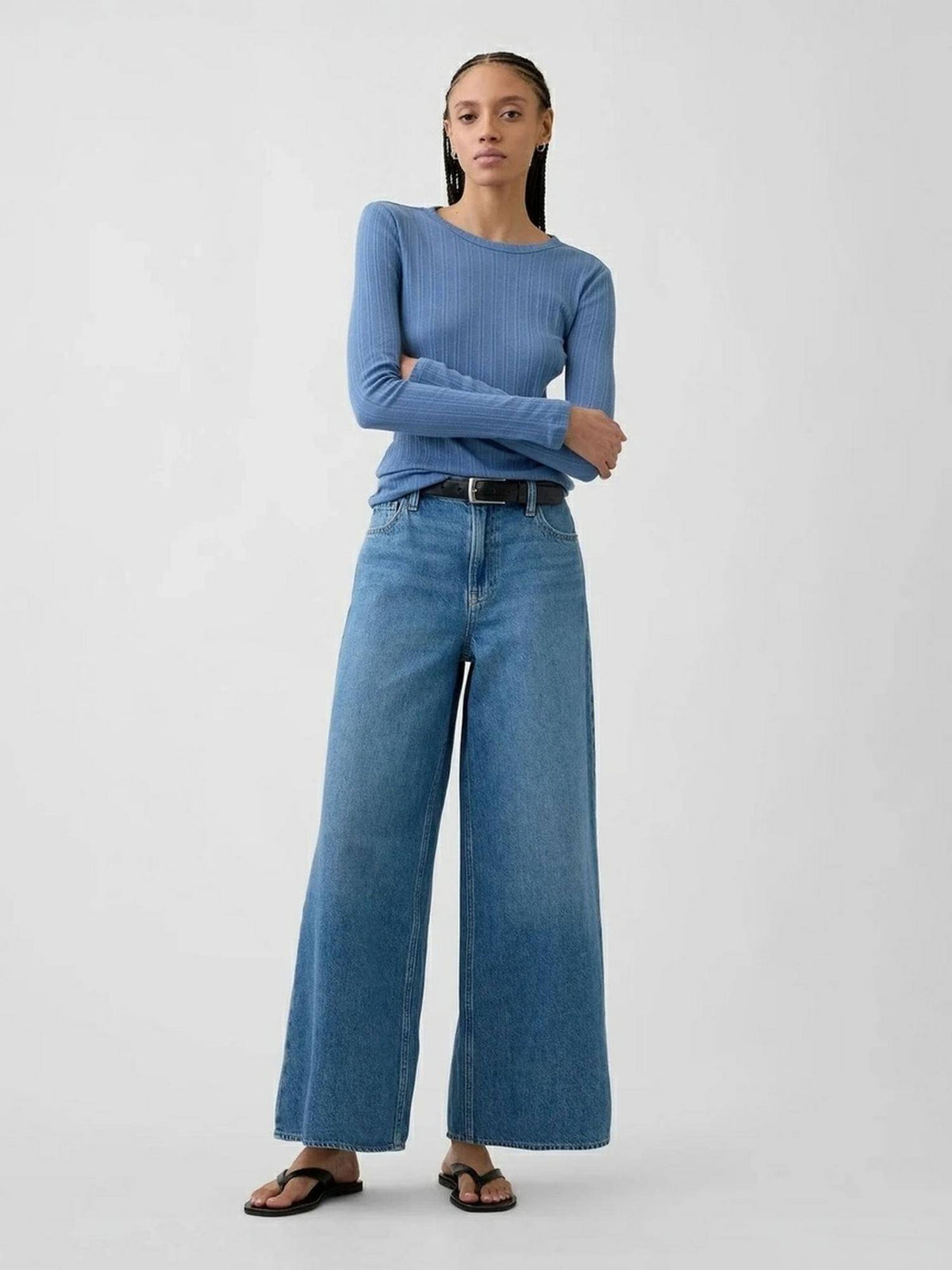 Blue Women's High Rise Wide-Leg Jeans | WL90 - view 4