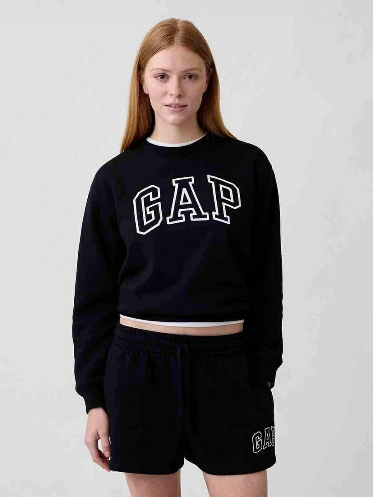 Black Women's Logo Crew Neck Full Sleeve Sweatshirt | HD56 - view 1