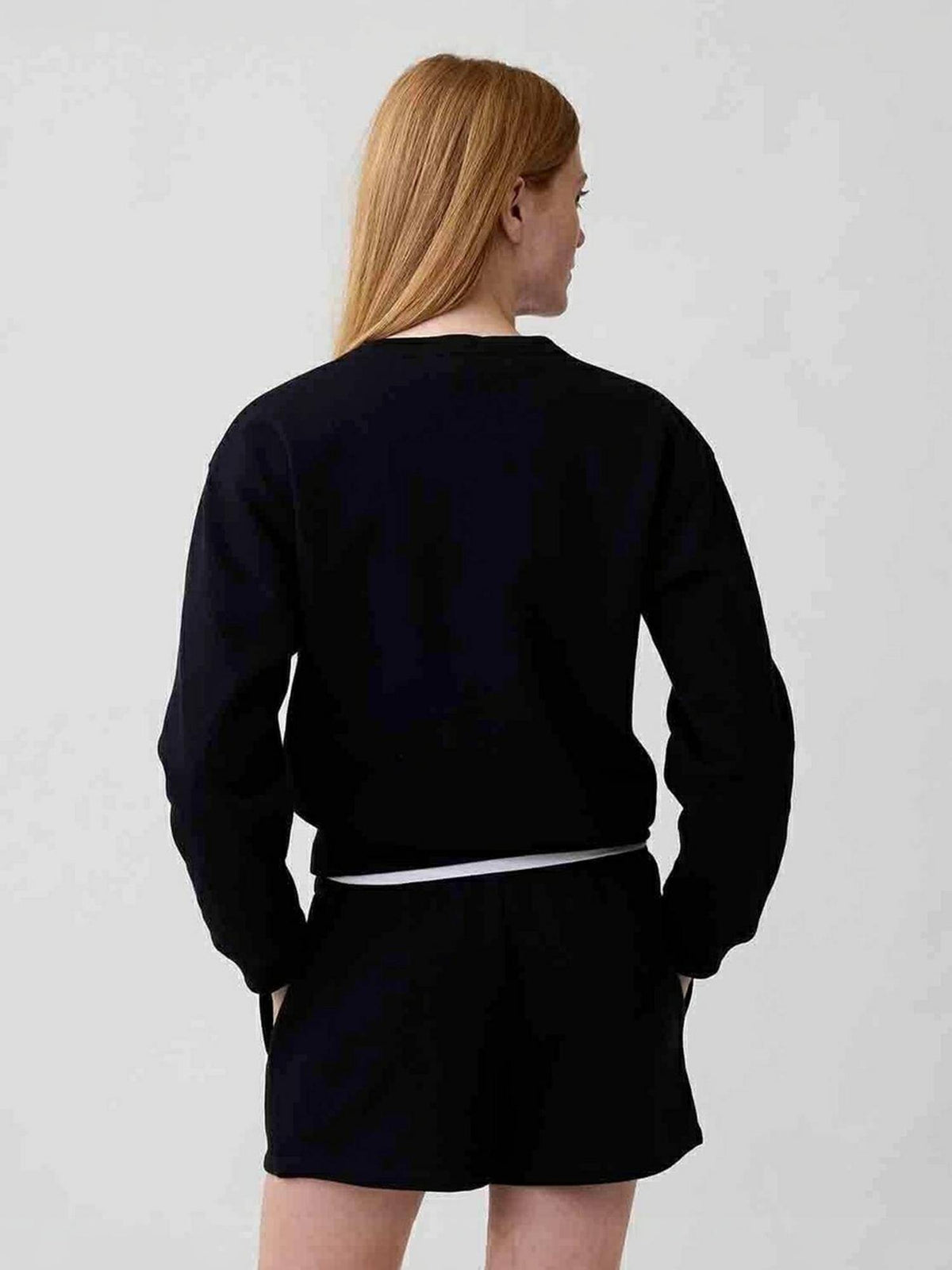 Black Women's Logo Crew Neck Full Sleeve Sweatshirt | HD56 - view 2
