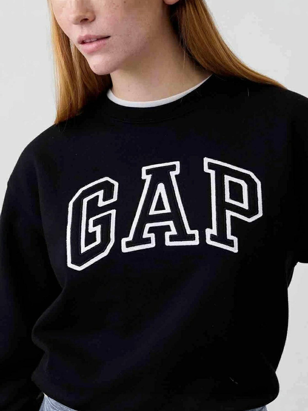Black Women's Logo Crew Neck Full Sleeve Sweatshirt | HD56 - view 4