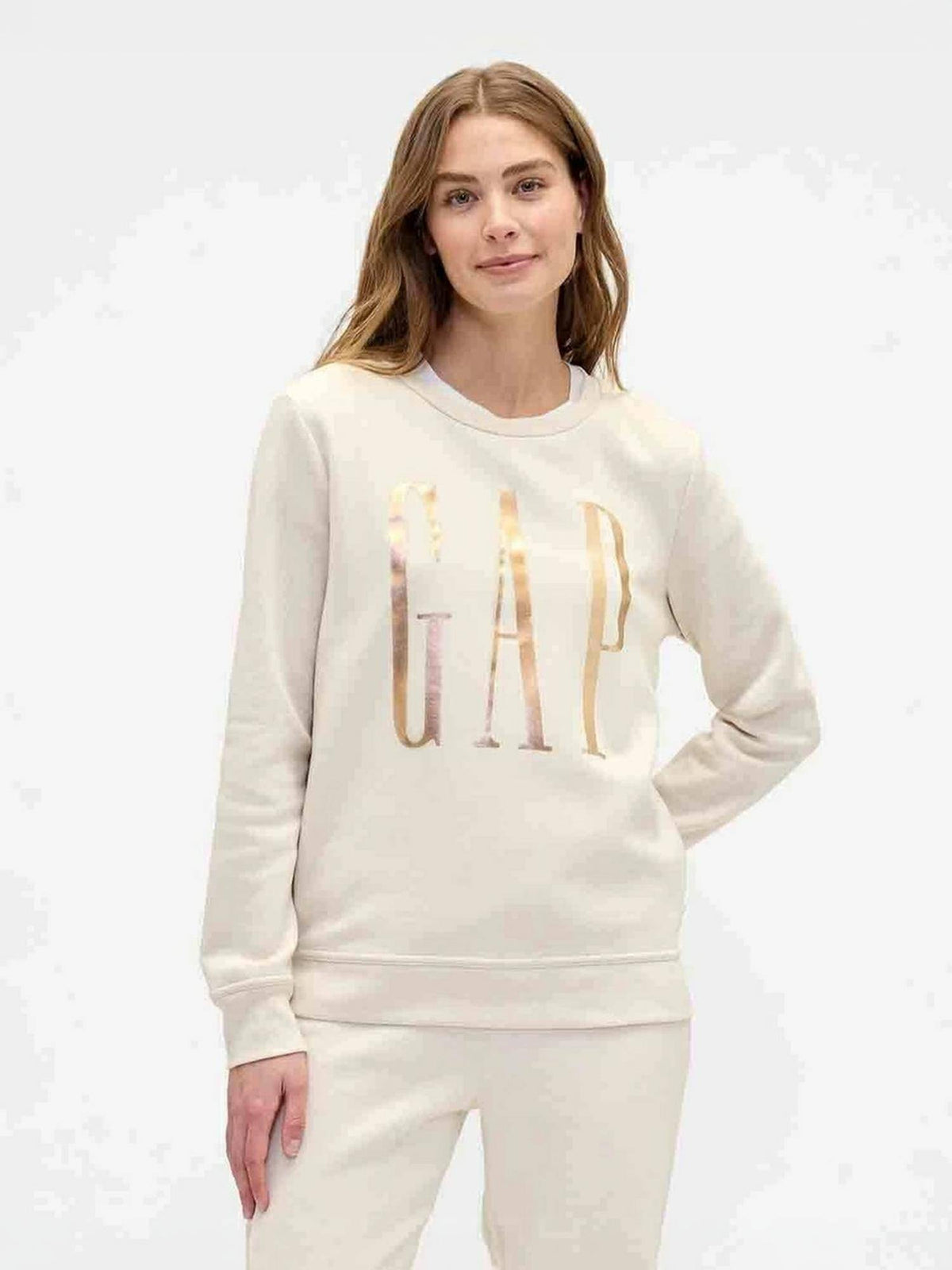 Beige Women's Logo Full Sleeve Crew Neck Sweatshirt | HD56 - view 1