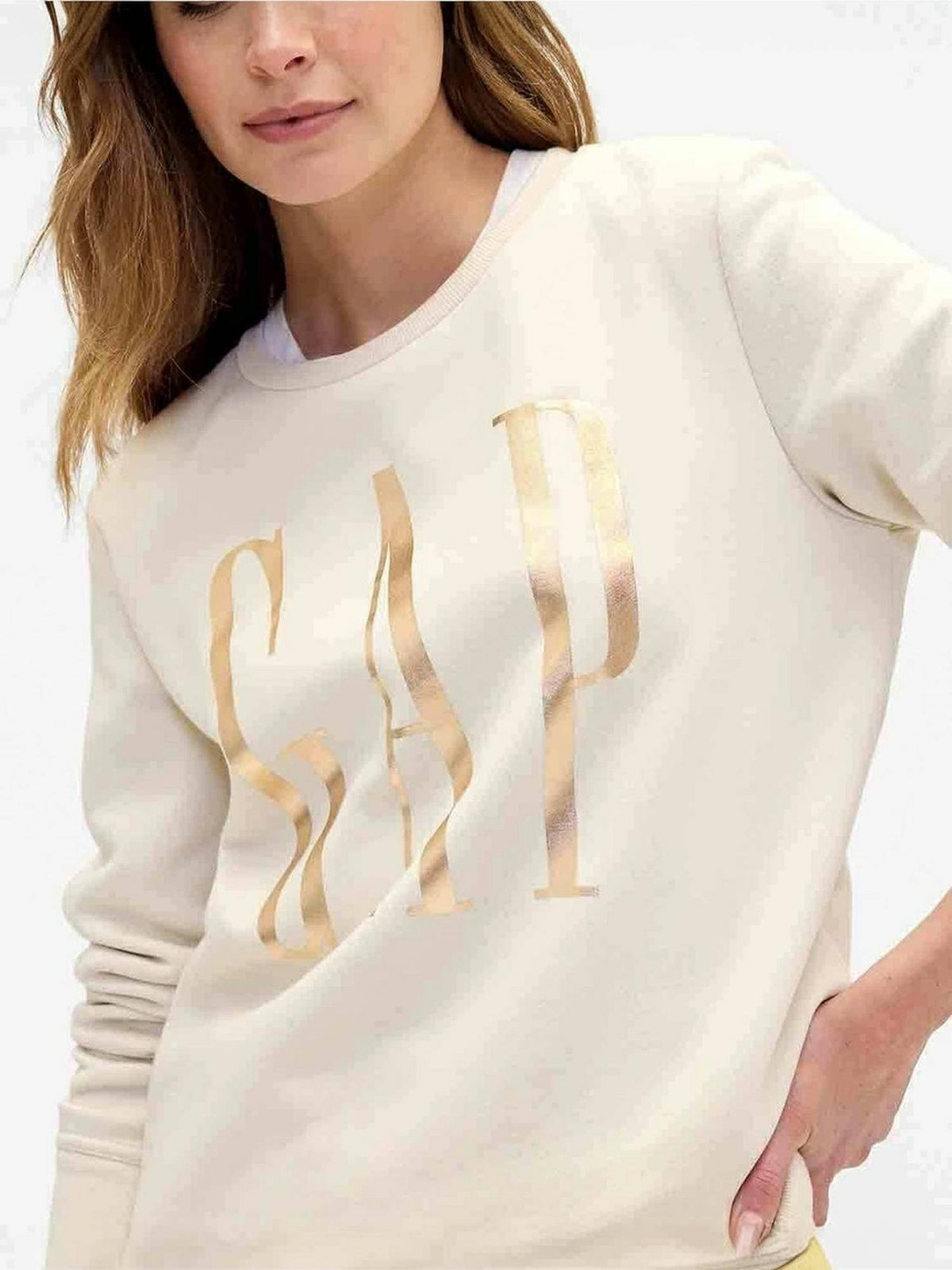 Beige Women's Logo Full Sleeve Crew Neck Sweatshirt | HD56 - view 4