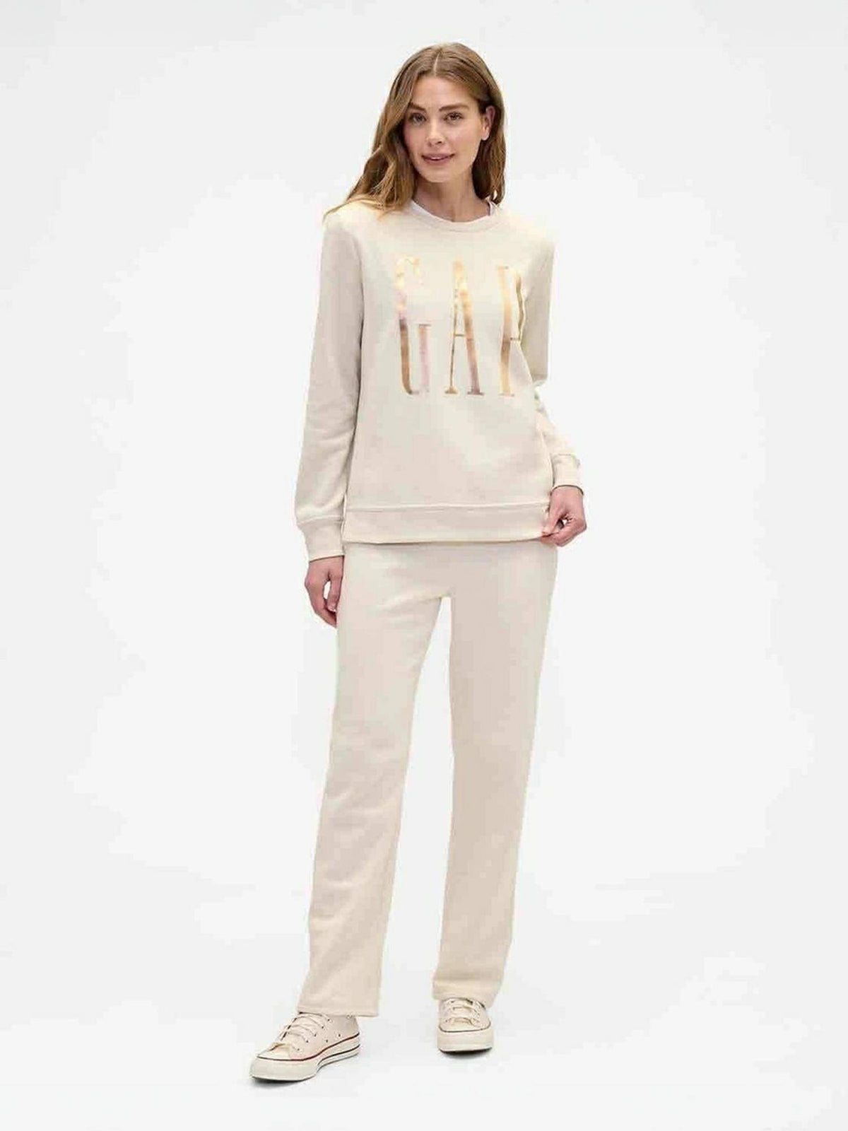 Beige Women's Logo Full Sleeve Crew Neck Sweatshirt | HD56 - view 5