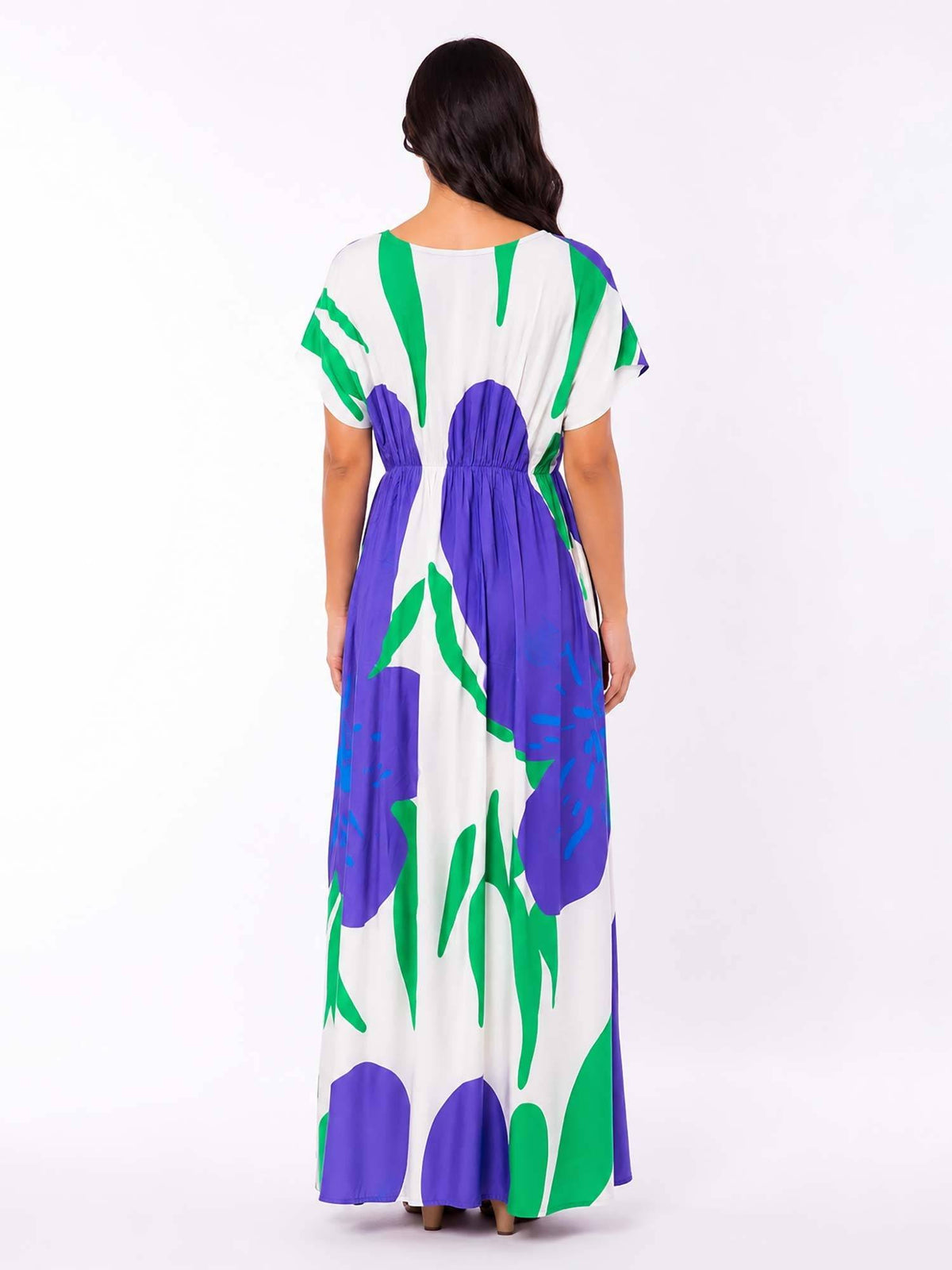 Aster Blue Printed V-Neck Dress | D56 - view 2