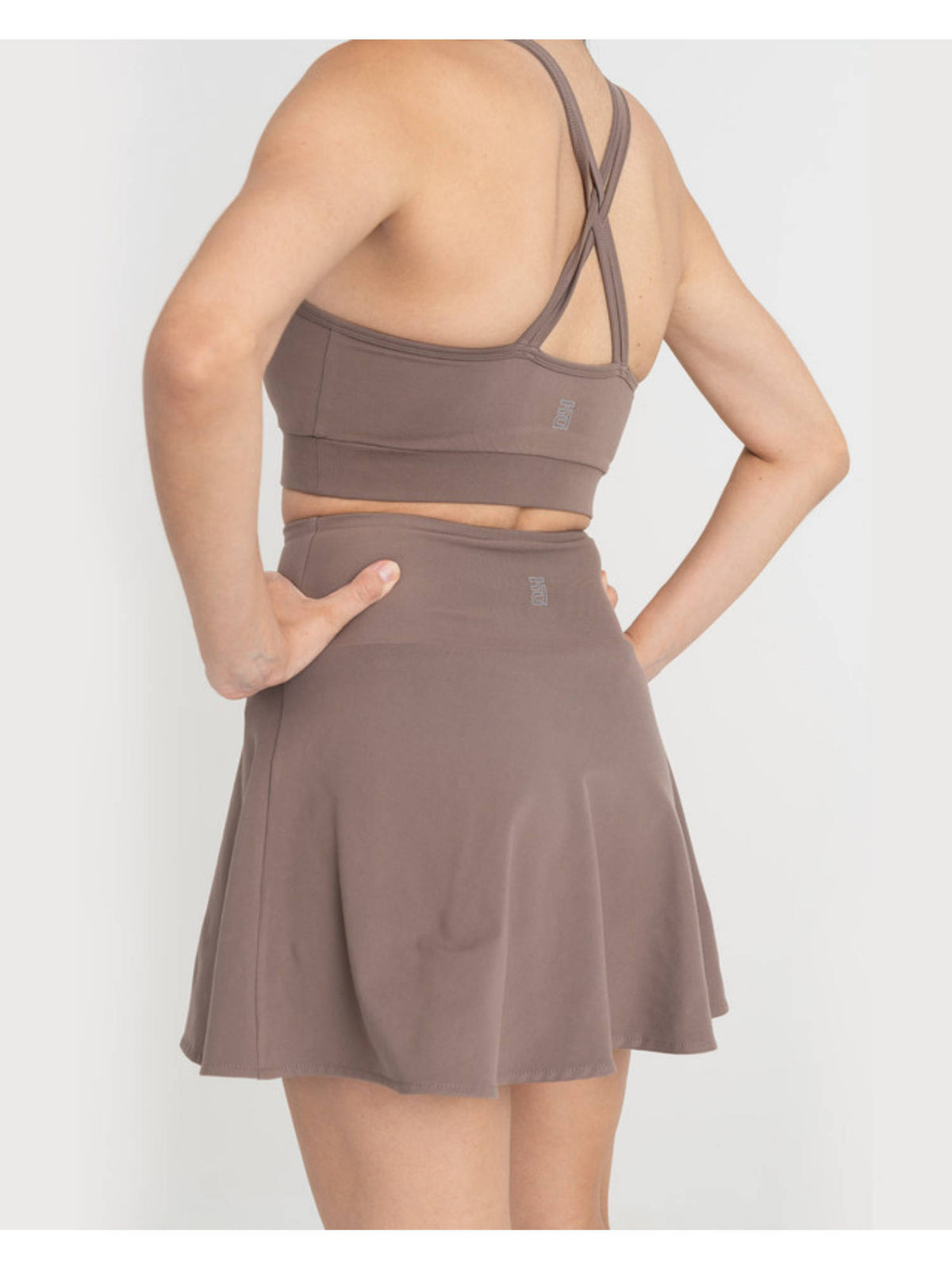 Brown Zen High Waist Flare Skorts with Side Pockets - view 3