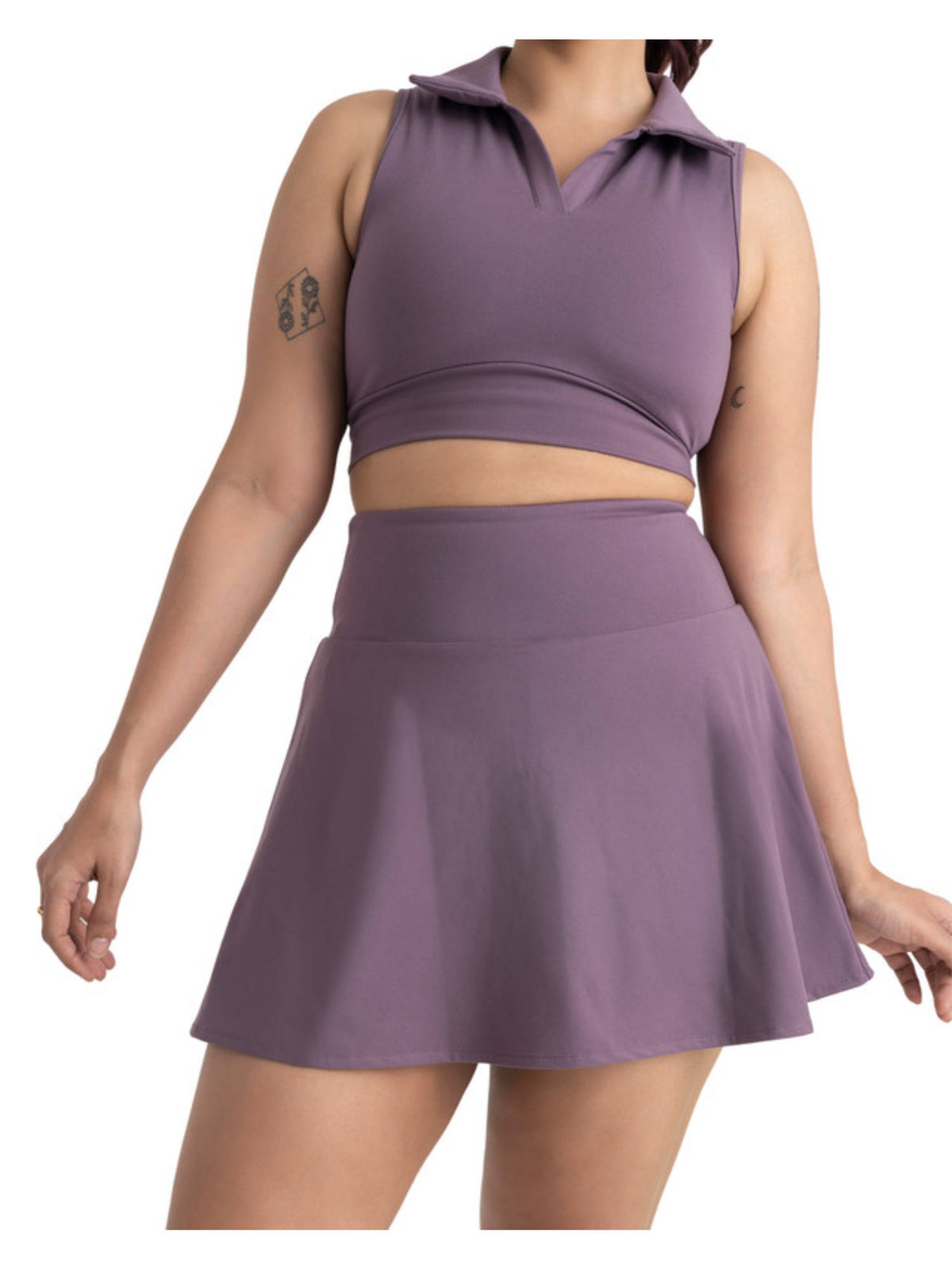 Red Zen High Waist Flare Skorts with Side Pockets - view 26