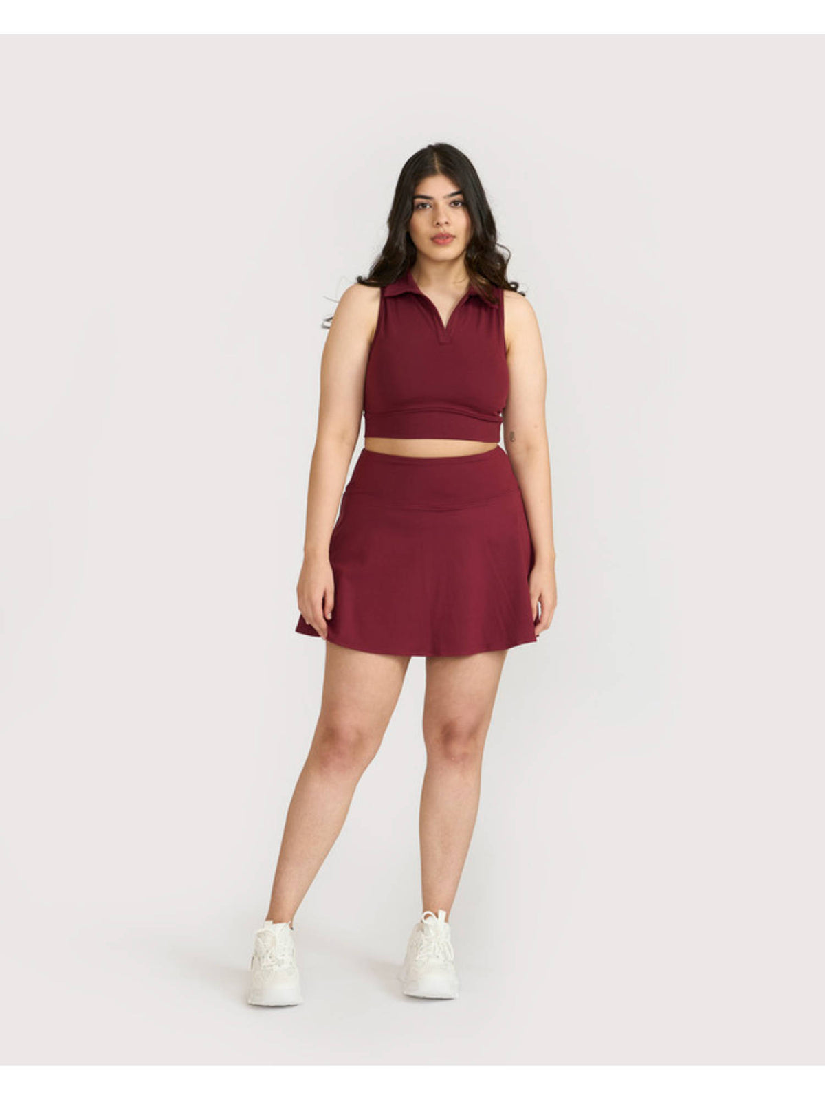 Red Zen High Waist Flare Skorts with Side Pockets - view 5
