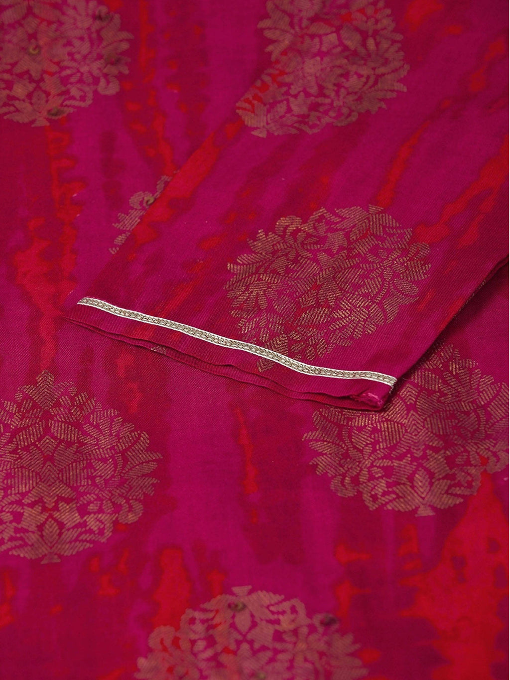 Women Pink & Golden Printed Straight Dyed Kurta | FY93 - view 6