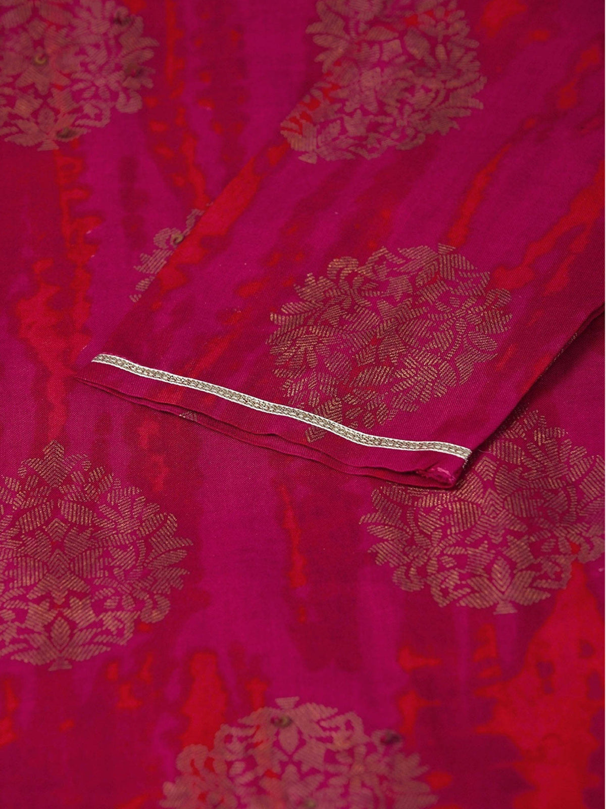 Women Pink & Golden Printed Straight Dyed Kurta | FY93 - view 6