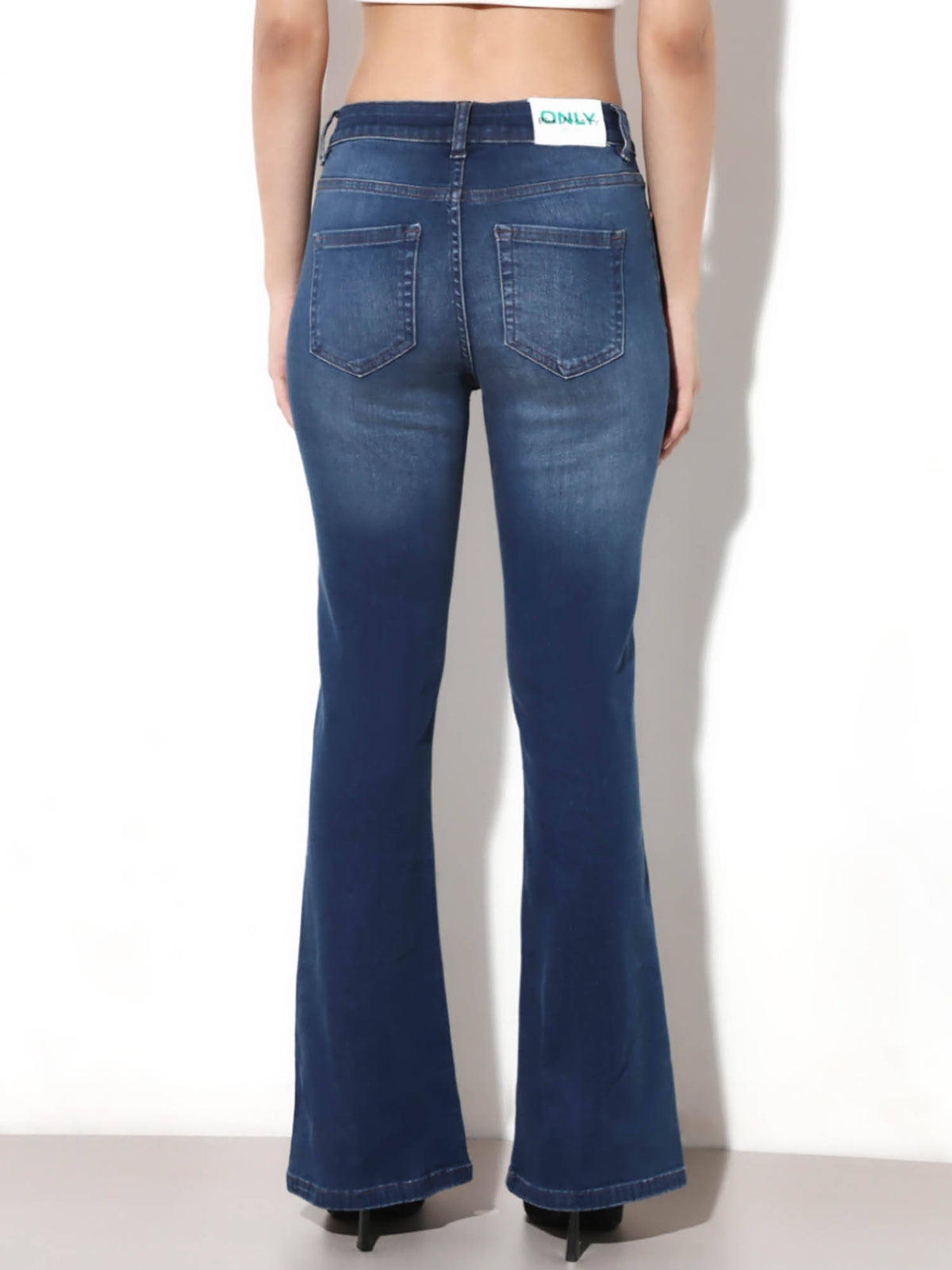 Womens Solid Bootcut Mid-Rise Blue Jeans | BT10 - view 5
