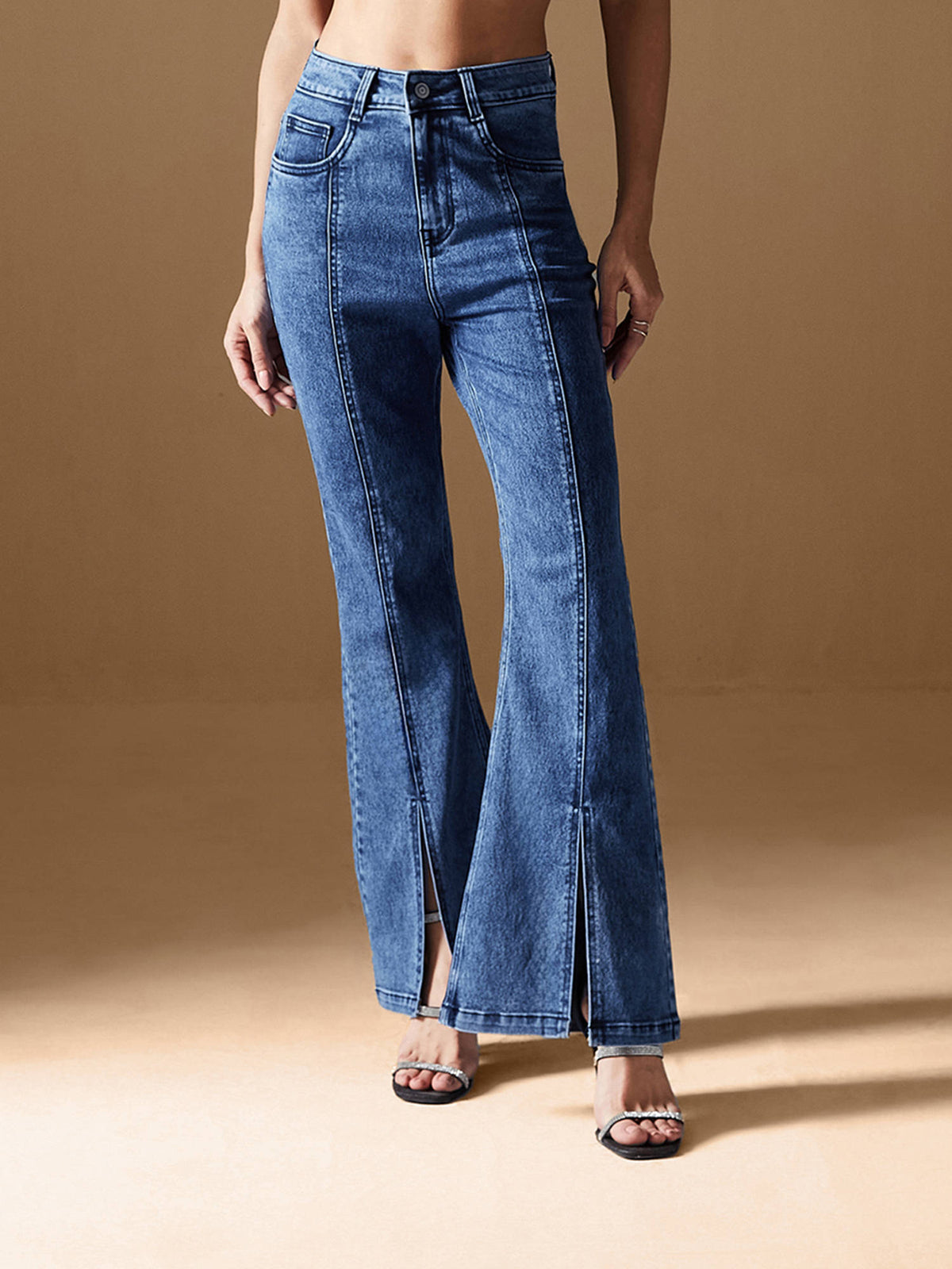 Women's Blue Bootcut Mid Rise Jeans | BT10 - view 7