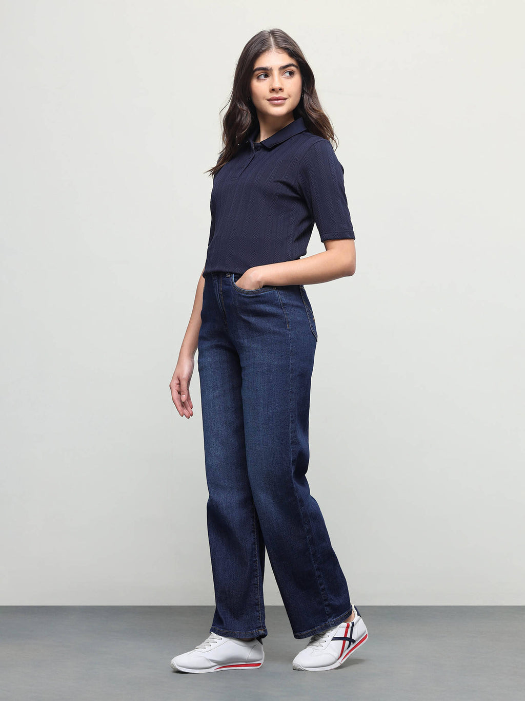 Women Blue Solid/Plain Cotton Jeans | ST23 - view 3
