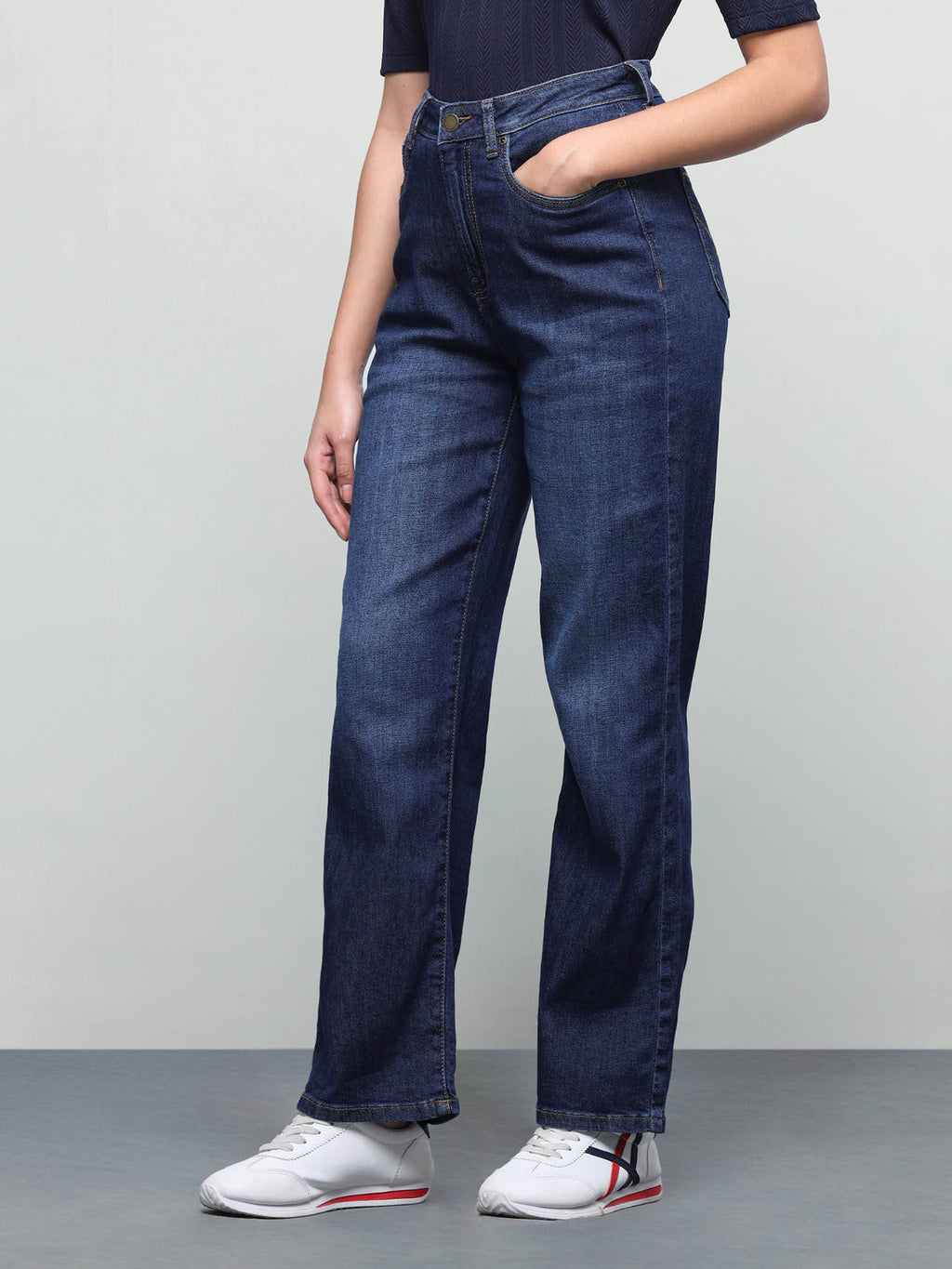 Women Blue Solid/Plain Cotton Jeans | ST23 - view 4