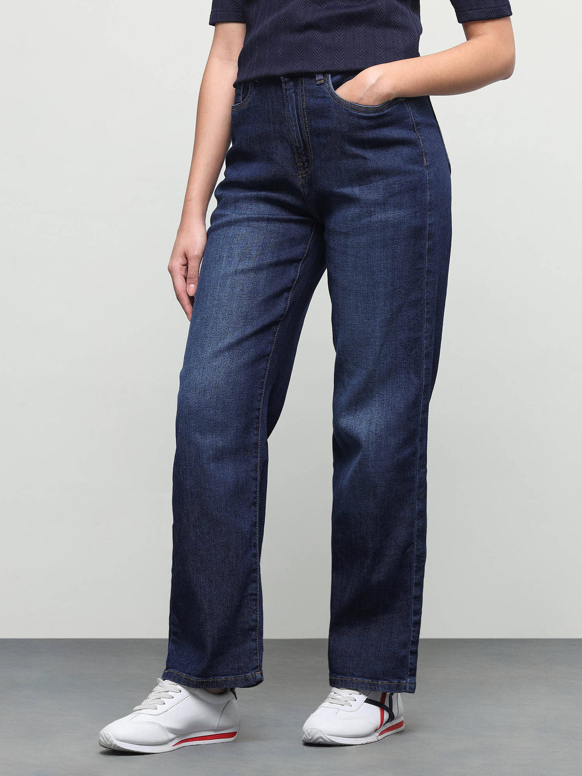 Women Blue Solid/Plain Cotton Jeans | ST23 - view 6