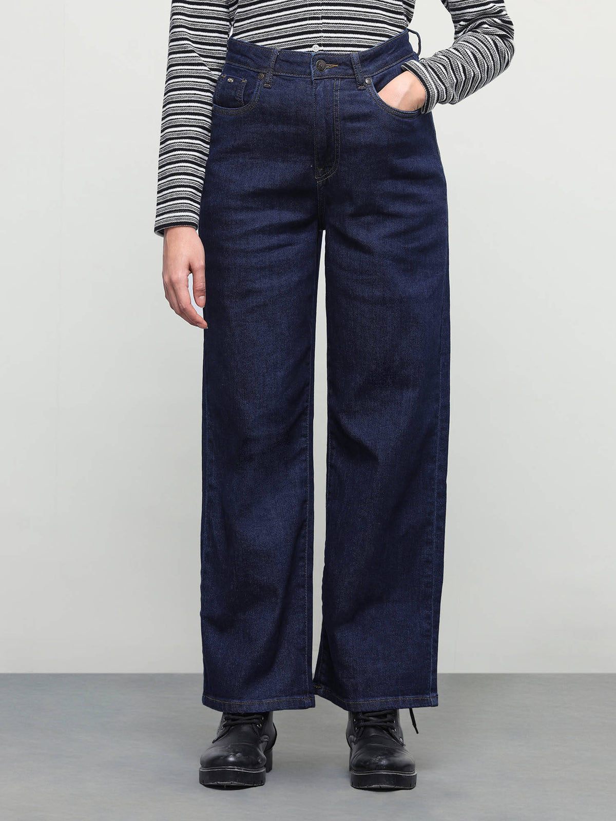 Women Blue Solid/Plain Cotton Jeans | RF89 - view 1