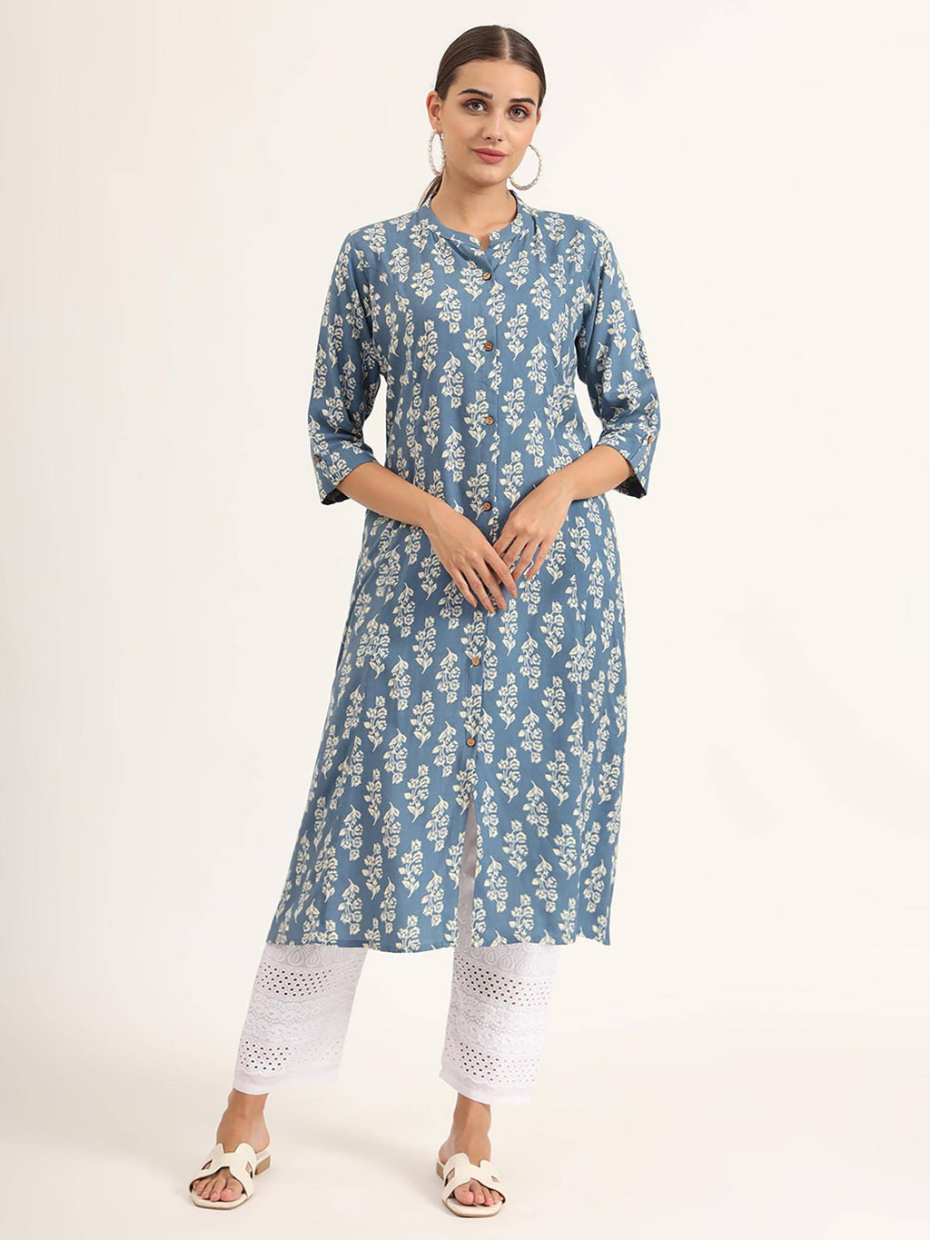 Red Floral Print Pure Cotton Straight Kurta | KDG - view 13