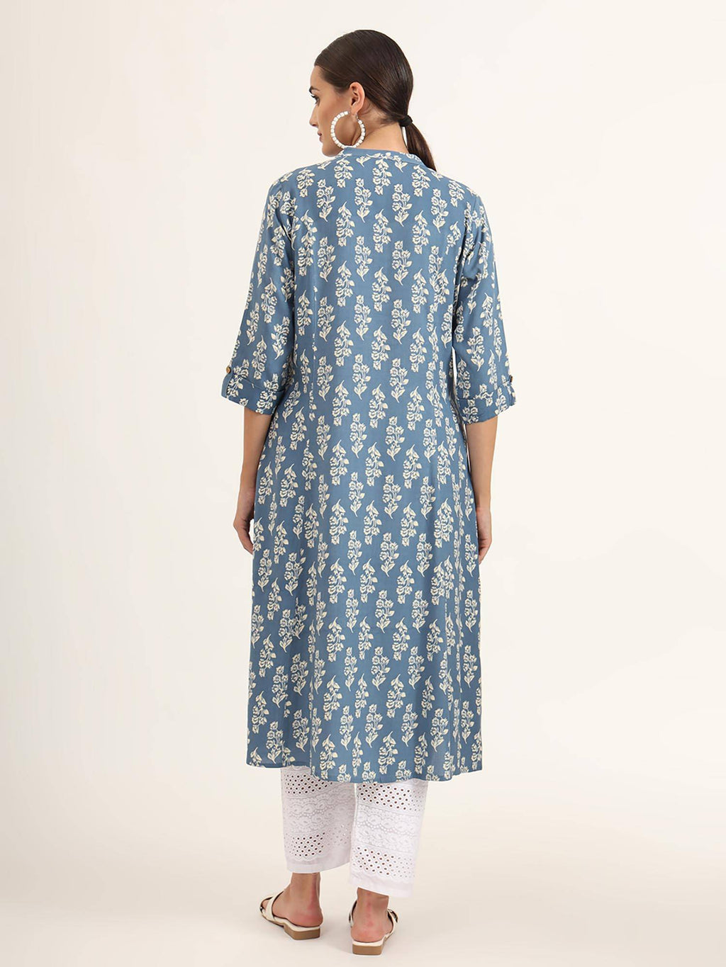 Red Floral Print Pure Cotton Straight Kurta | FY93 - view 14