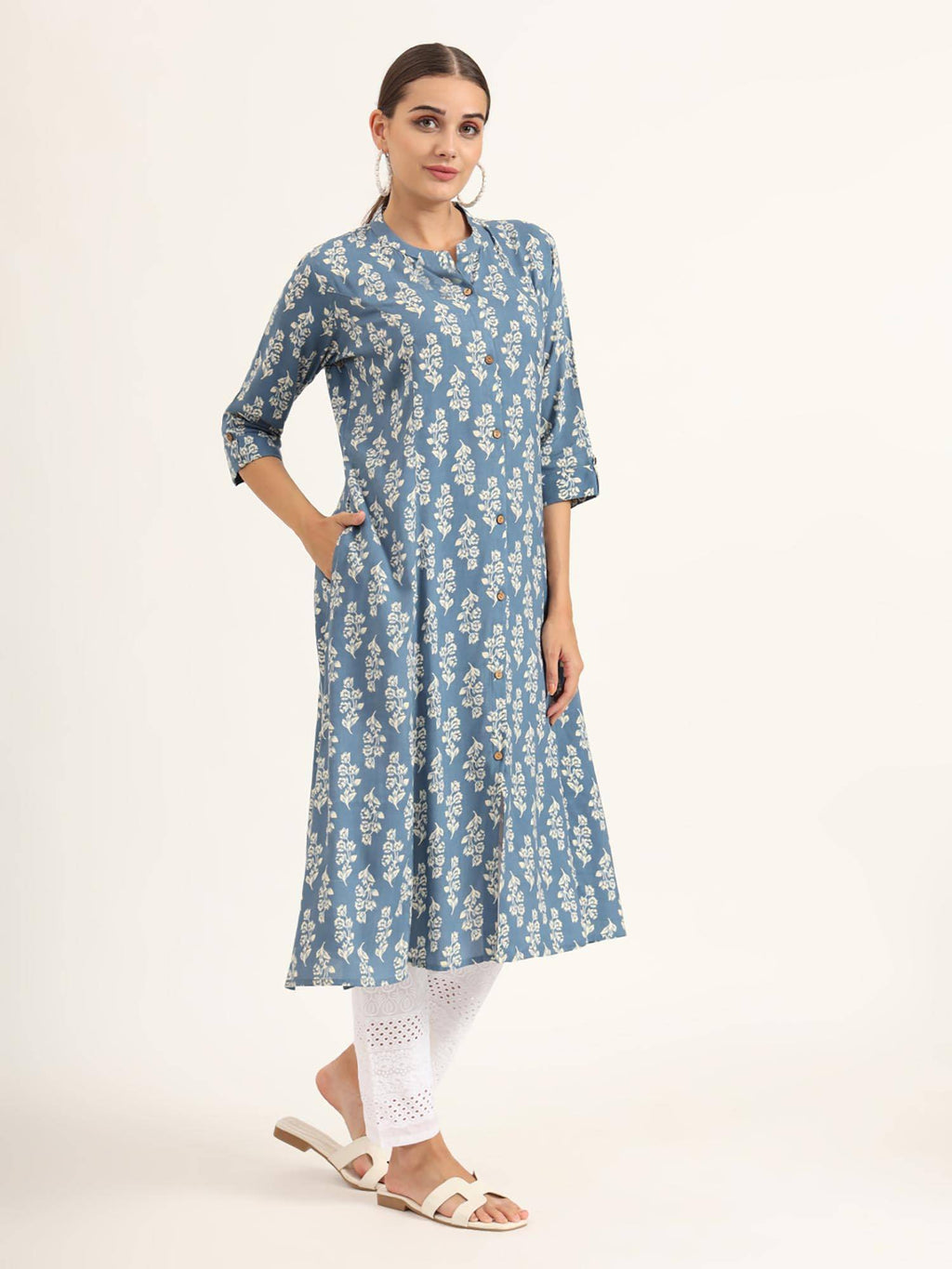 Red Floral Print Pure Cotton Straight Kurta | KDG - view 15