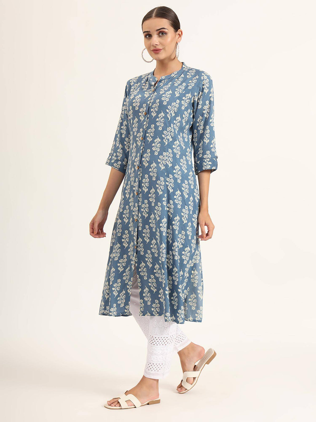 Red Floral Print Pure Cotton Straight Kurta | FY93 - view 16