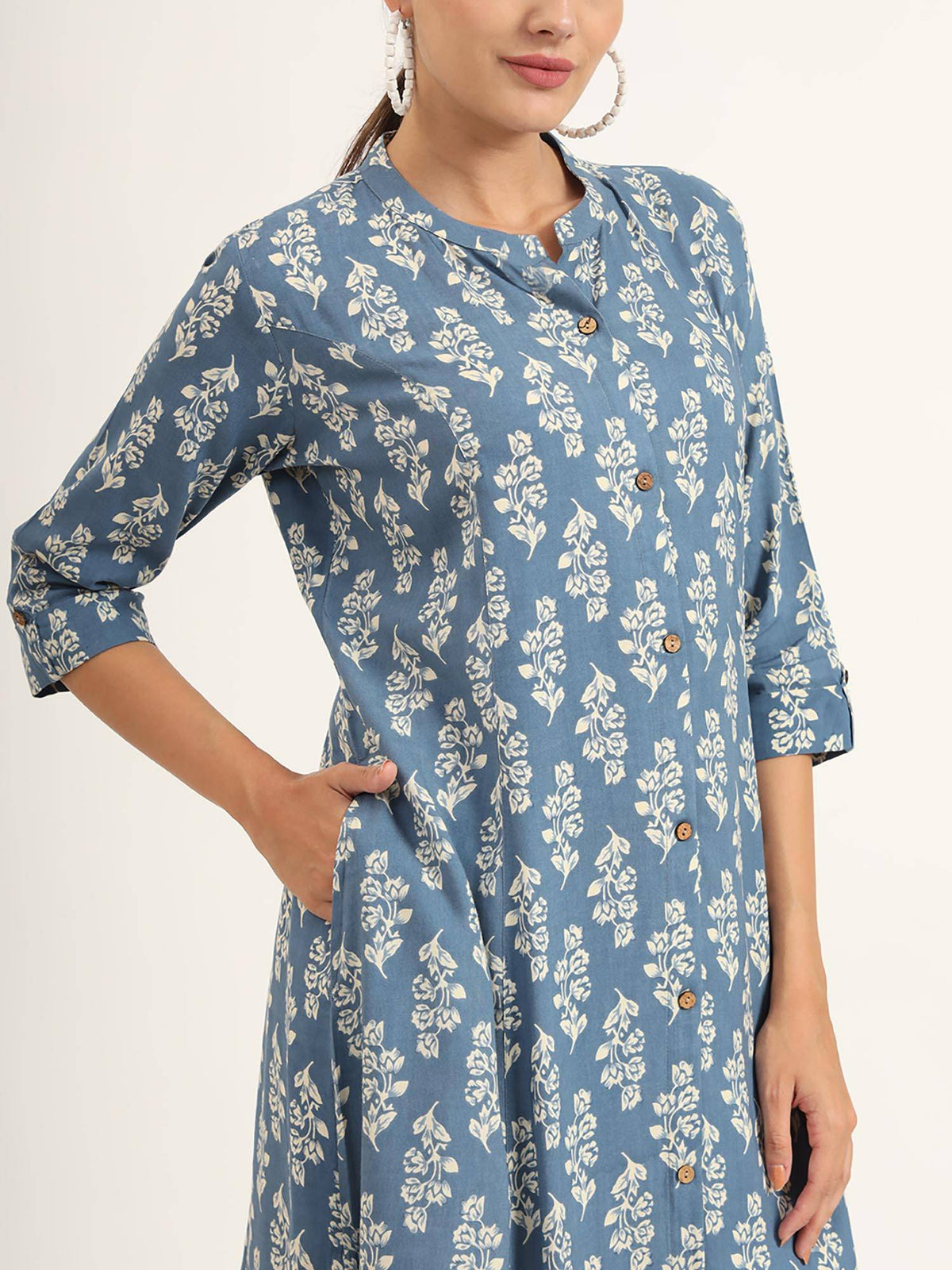 Red Floral Print Pure Cotton Straight Kurta | KDG - view 17