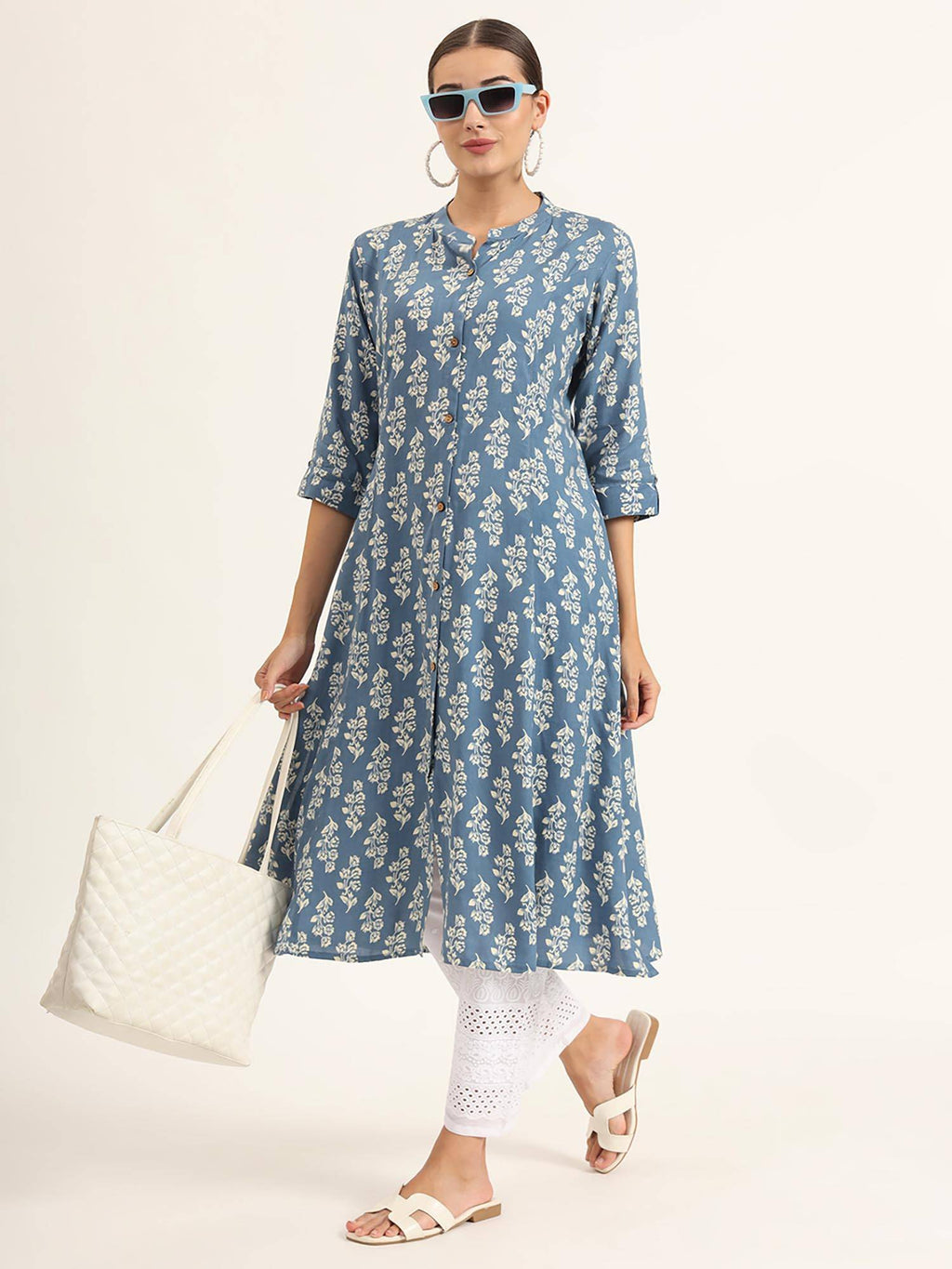 Red Floral Print Pure Cotton Straight Kurta | KDG - view 18
