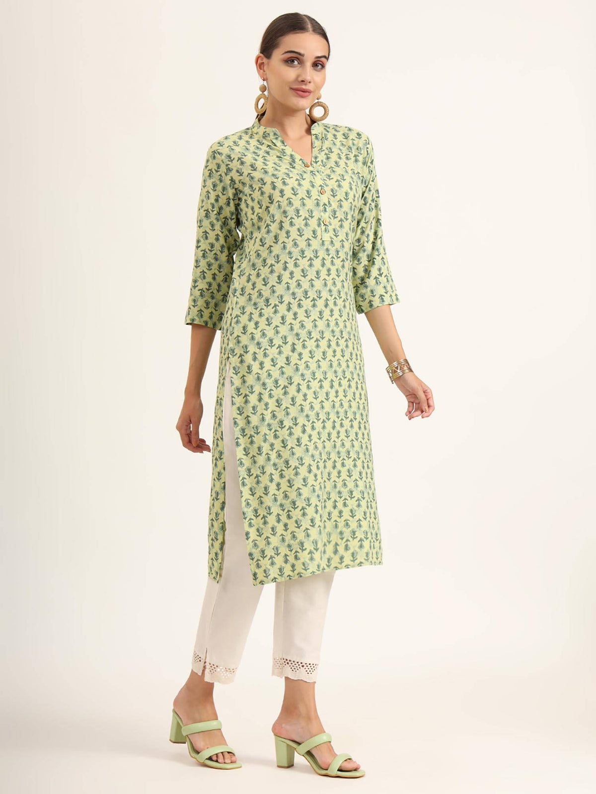 Red Floral Print Pure Cotton Straight Kurta | KDG - view 9