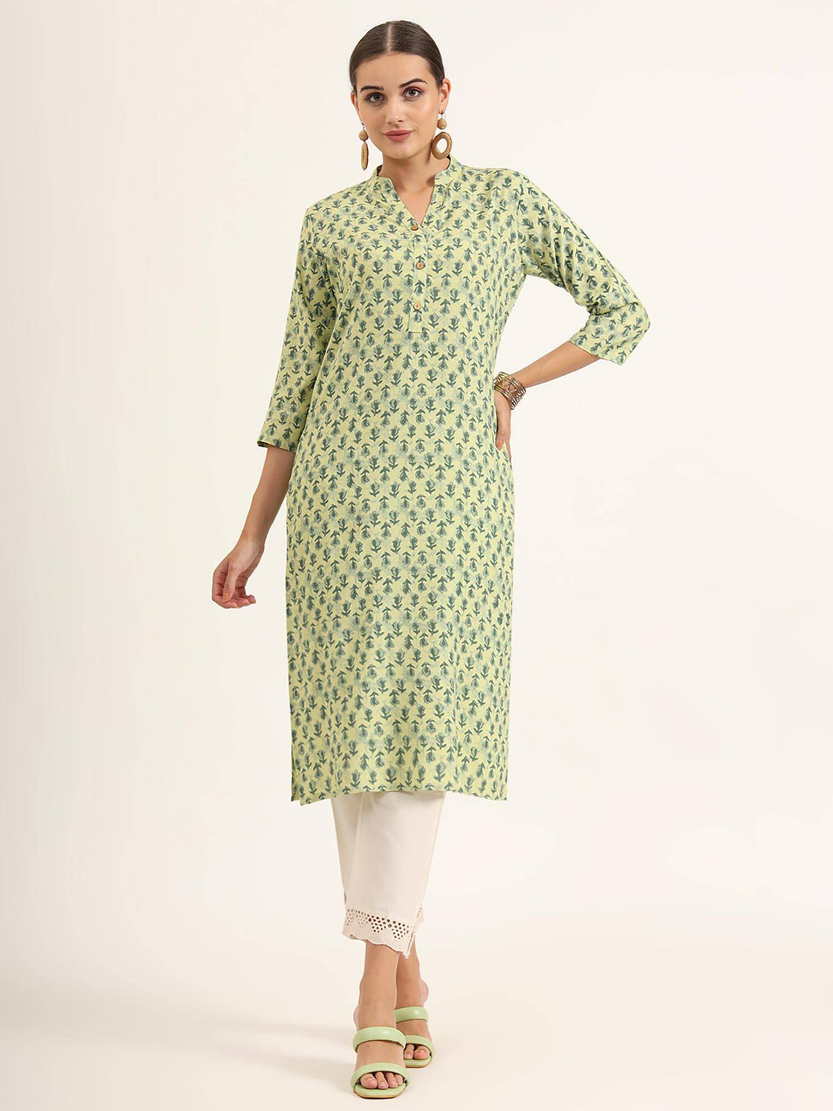 Red Floral Print Pure Cotton Straight Kurta | FY93 - view 10