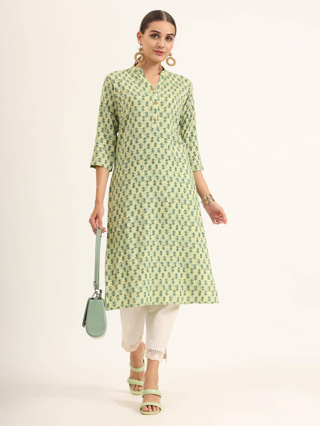 Red Floral Print Pure Cotton Straight Kurta | FY93 - view 12