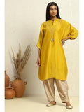 Womens Yellow Solid Festive Straight Kurta | FY93 - view 1