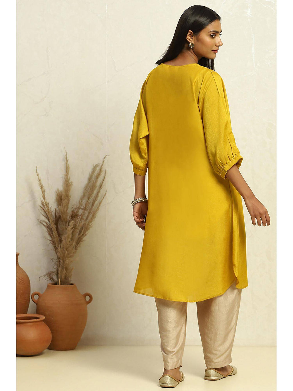 Emerald Green Polyester Straight Kurta | FY93 - view 9