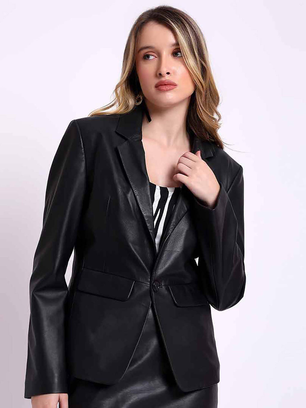 Black Solid Blazer Jacket | JC78 - view 1