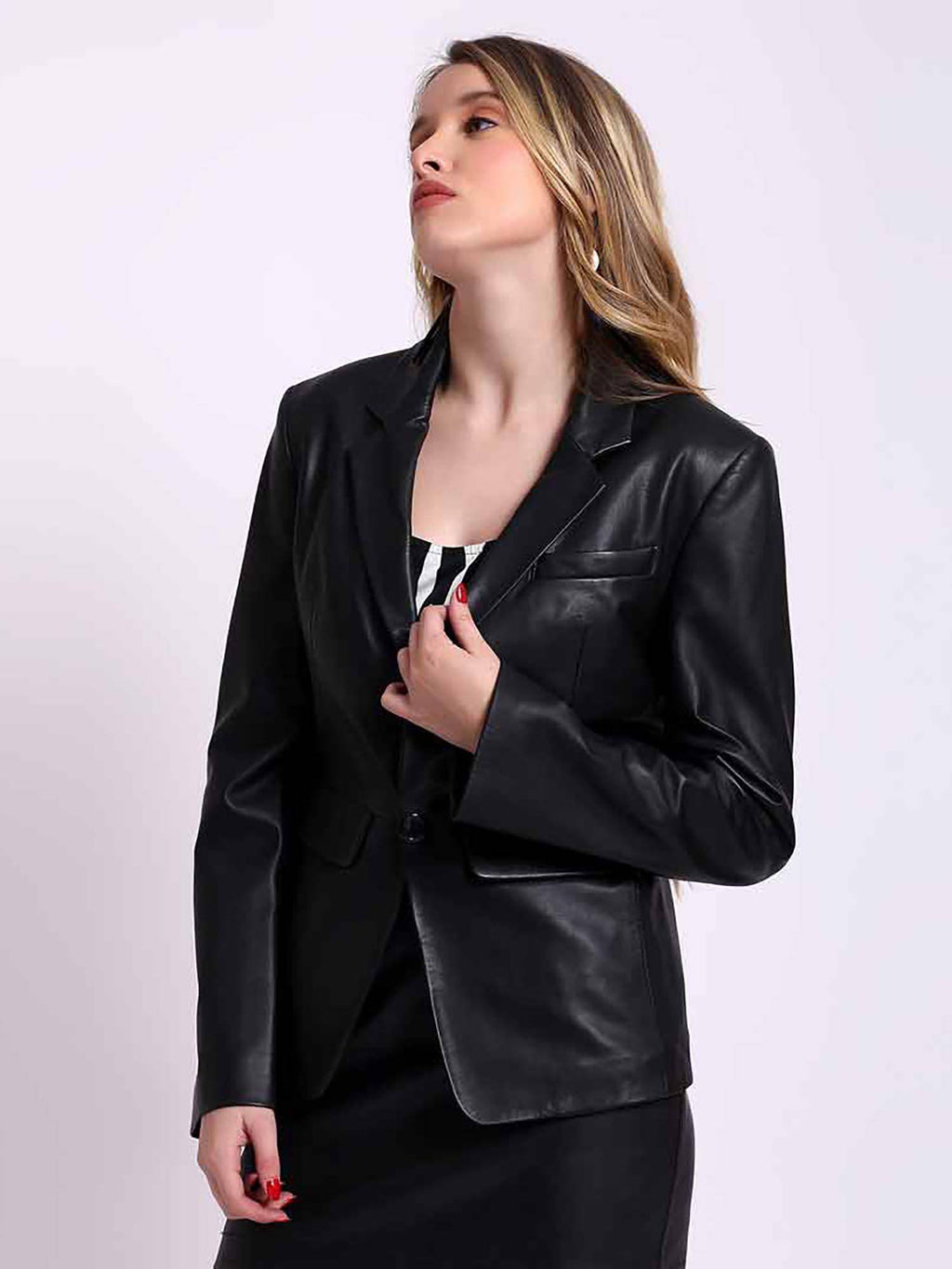 Black Solid Blazer Jacket | JC78 - view 2