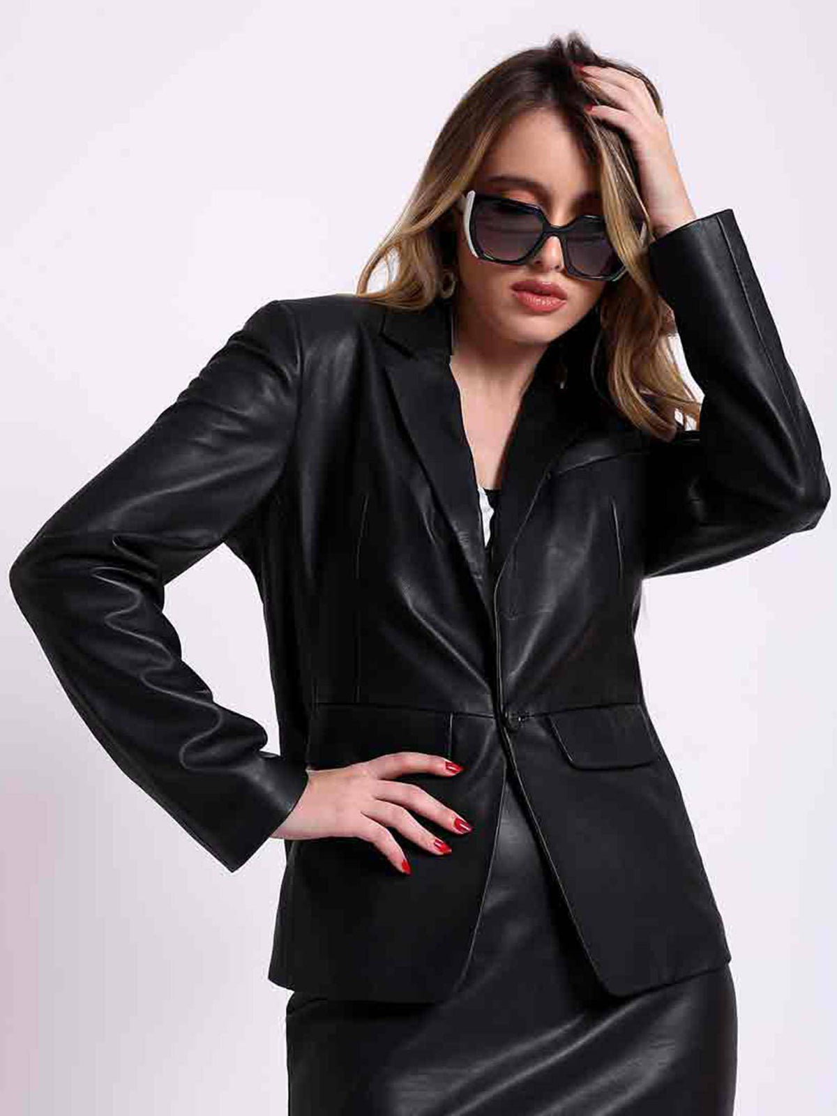 Black Solid Blazer Jacket | JC78 - view 3