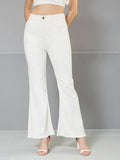 Womens White Bootcut High Rise Stretchable Denim Jeans | BT10 - view 1