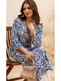 Blue Cotton Printed Embroidered Kurta | KDG - view 1