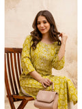 Blue Cotton Floral Printed Embroidered Kurta | FY93 - view 15