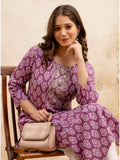 Olive Cotton Floral Printed Embroidered Kurta | U3S - view 8