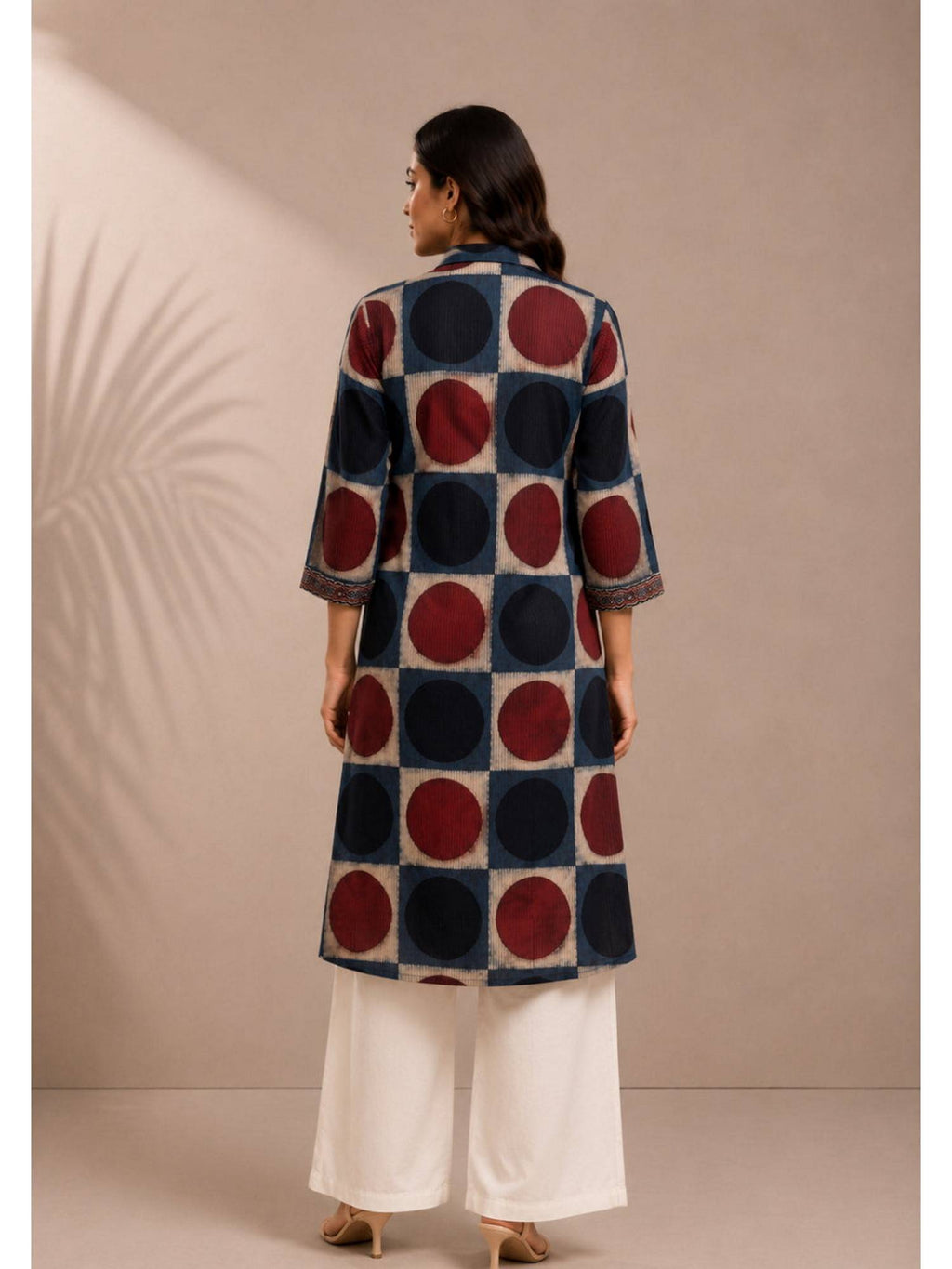 Indraneel Placement Ajrakh Cotton Dobby Shirt Kurta | FY93 - view 2