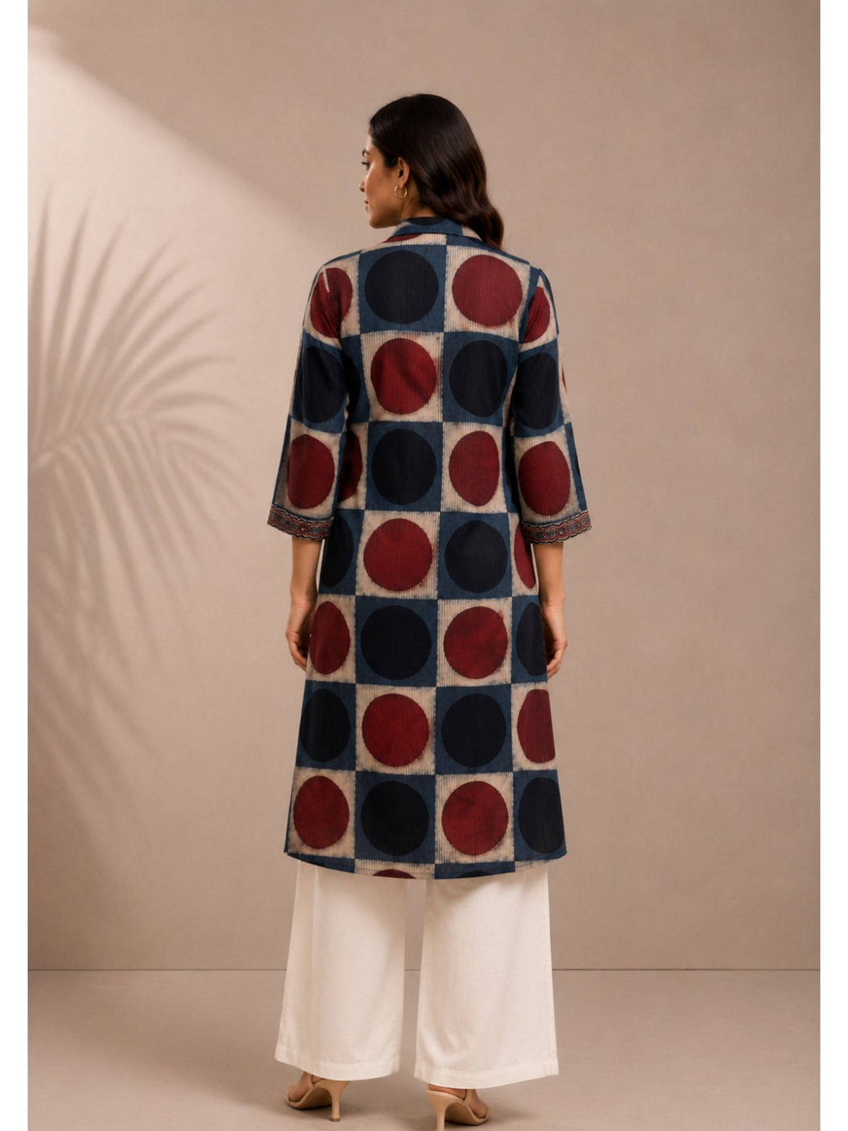 Indraneel Placement Ajrakh Cotton Dobby Shirt Kurta | FY93 - view 2