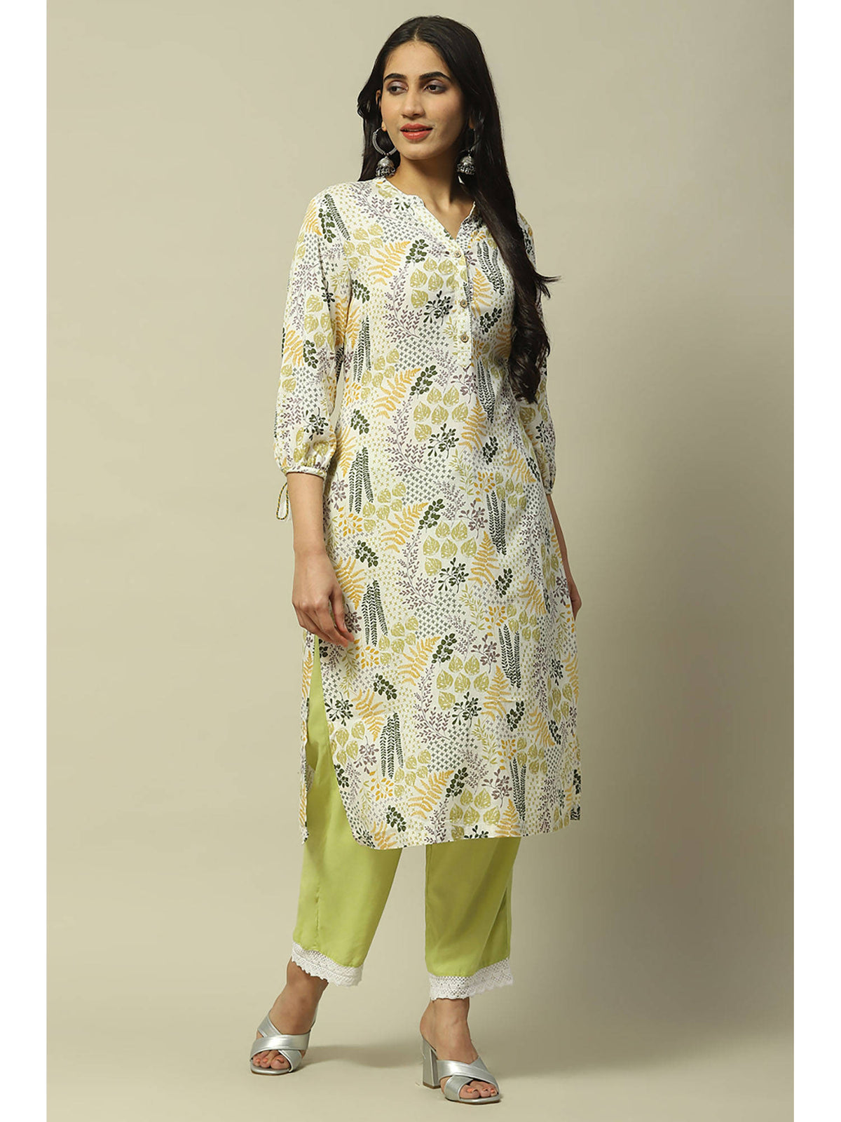 Olive Green Rayon Straight Kurta | U3S - view 1