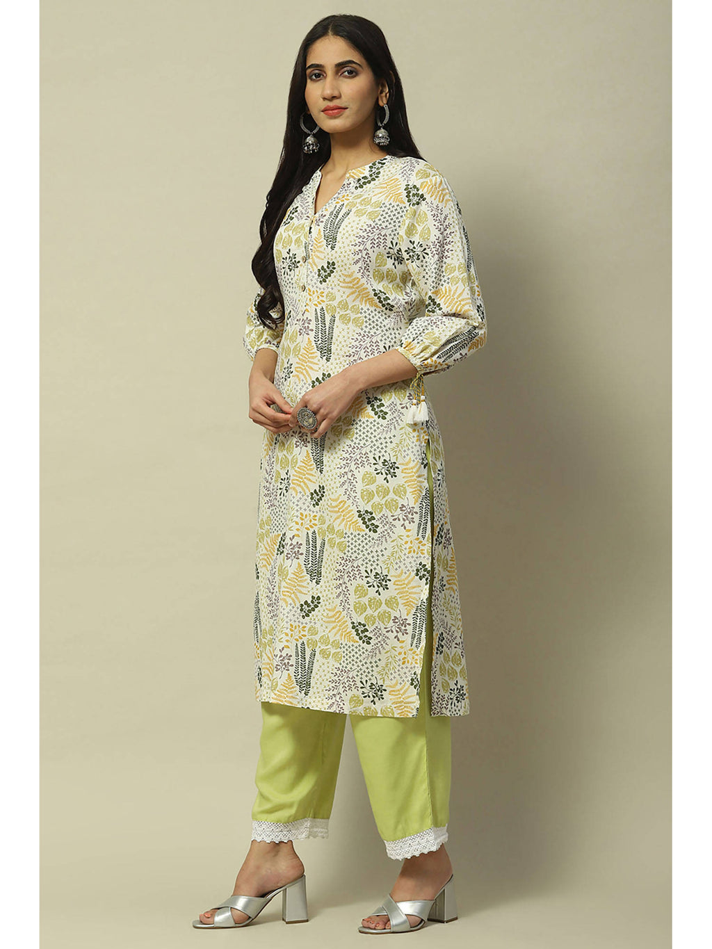 Olive Green Rayon Straight Kurta | U3S - view 3