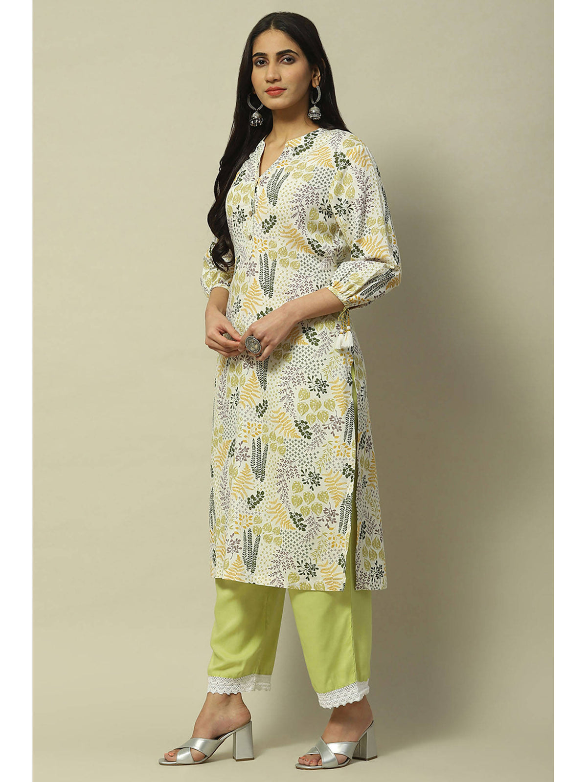 Olive Green Rayon Straight Kurta | U3S - view 3