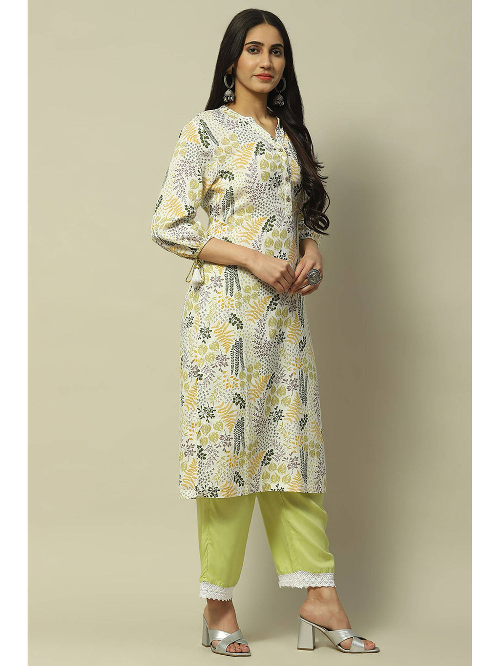 Olive Green Rayon Straight Kurta | U3S - view 5