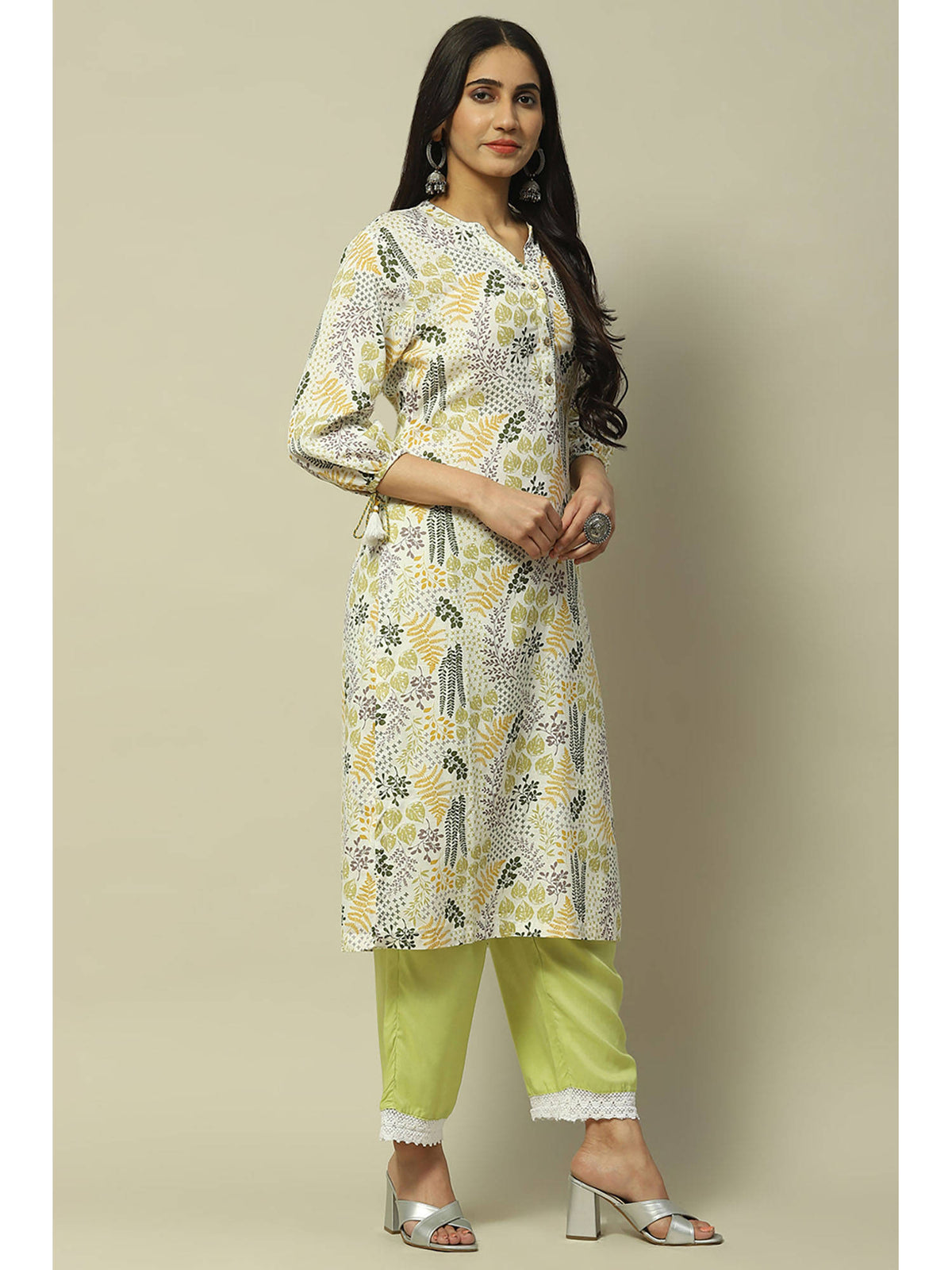Olive Green Rayon Straight Kurta | U3S - view 5
