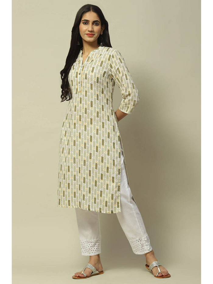 Off White Rayon Straight Kurta | U3S - view 1