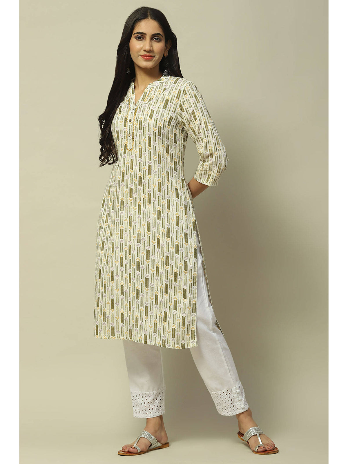 Off White Rayon Straight Kurta | FY93 - view 1