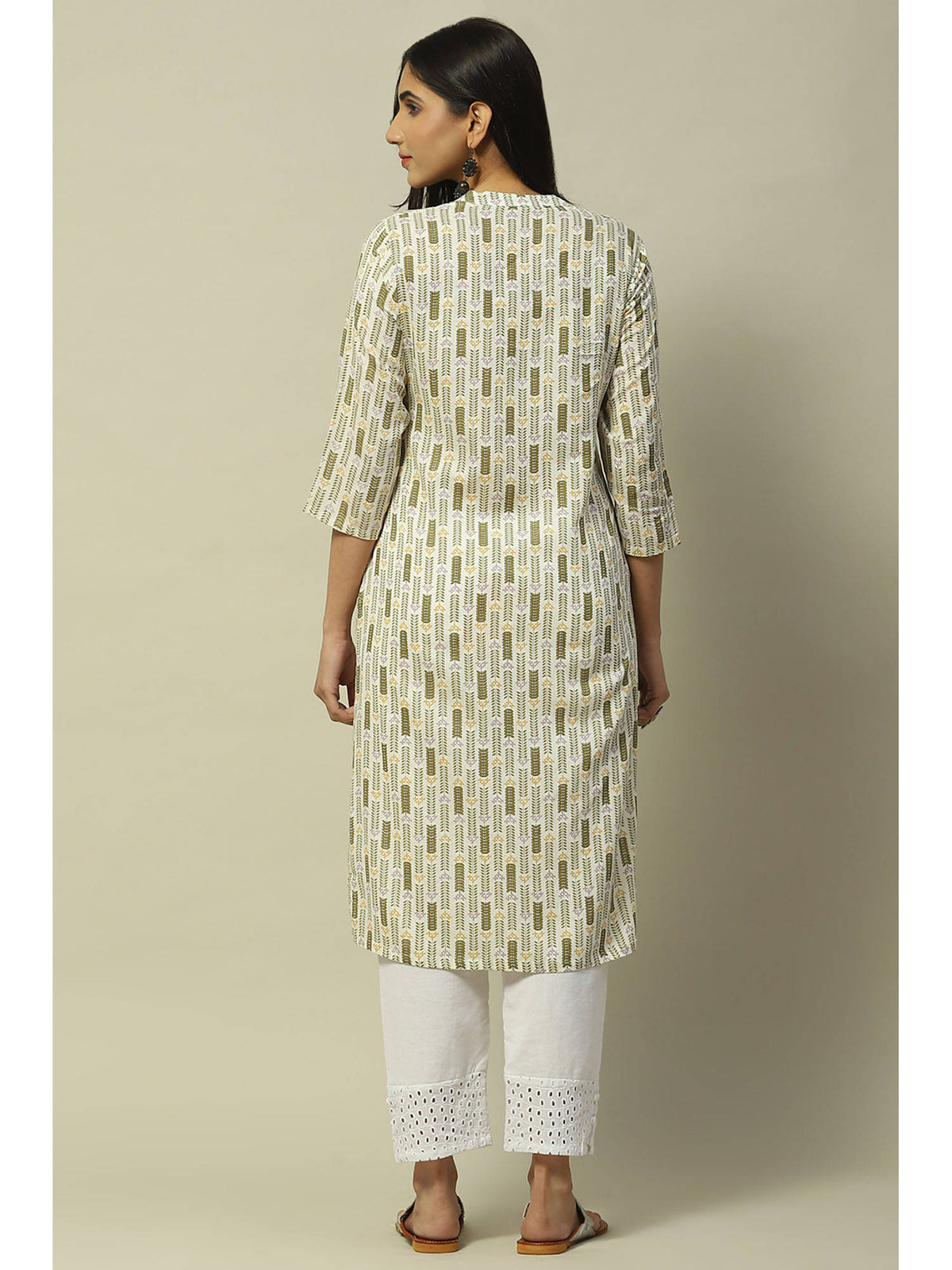 Off White Rayon Straight Kurta | FY93 - view 4