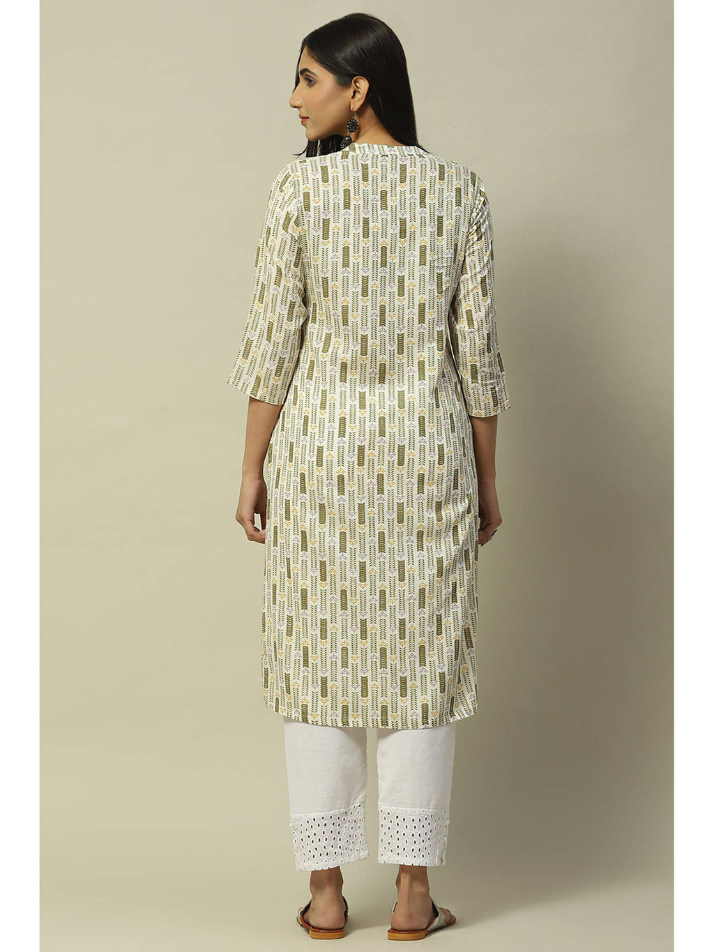 Off White Rayon Straight Kurta | U3S - view 4