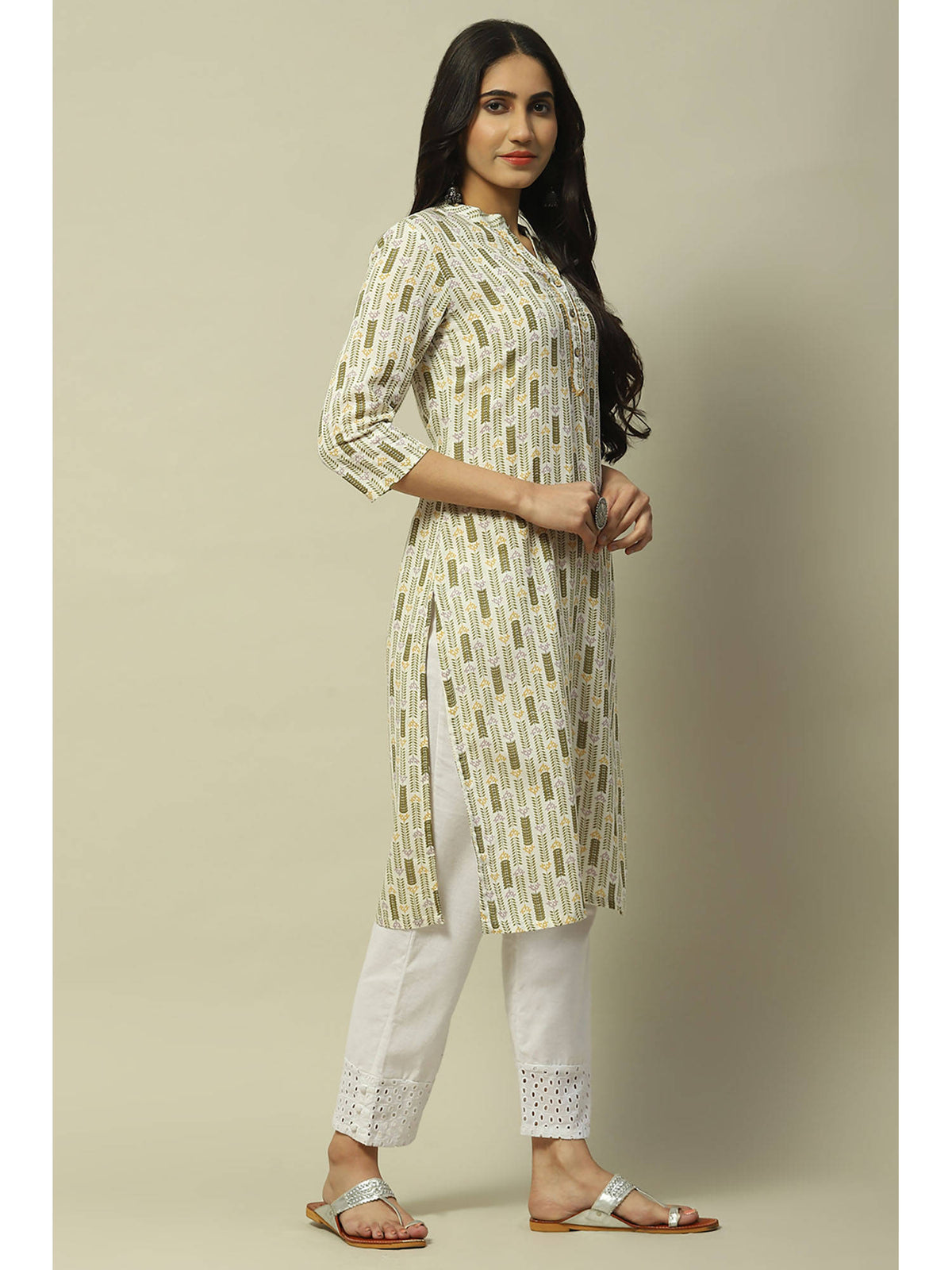Off White Rayon Straight Kurta | FY93 - view 5